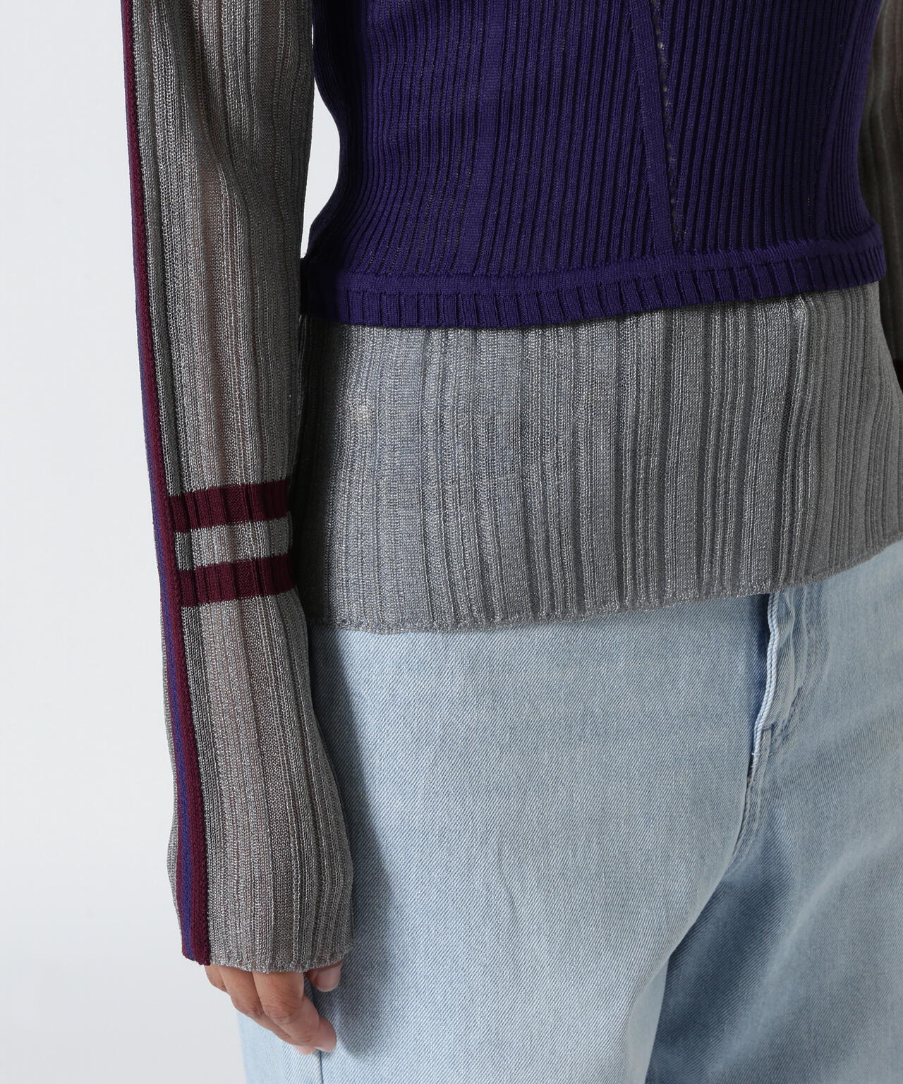 AULA AILA/アウラアイラ/BARE TOP SHEER RIB KNIT