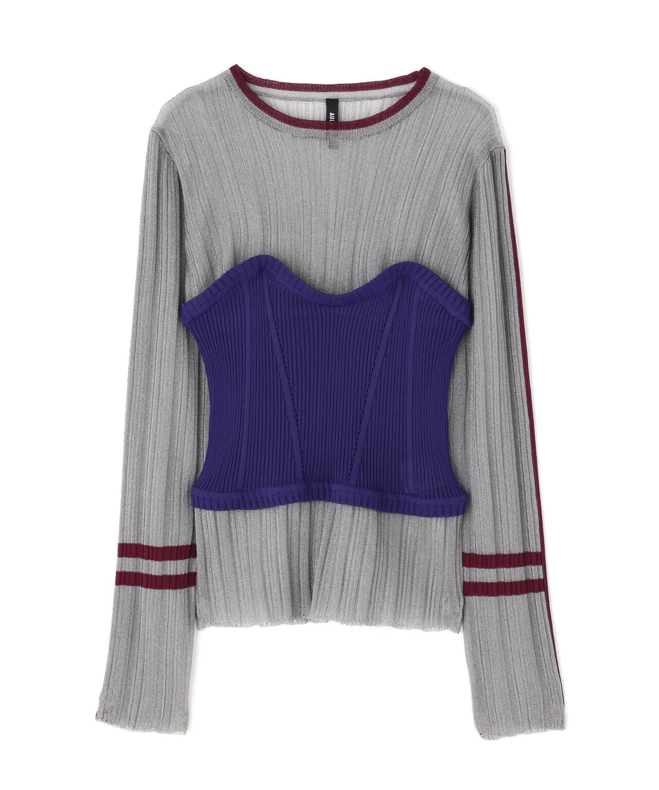 AULA AILA/アウラアイラ/BARE TOP SHEER RIB KNIT