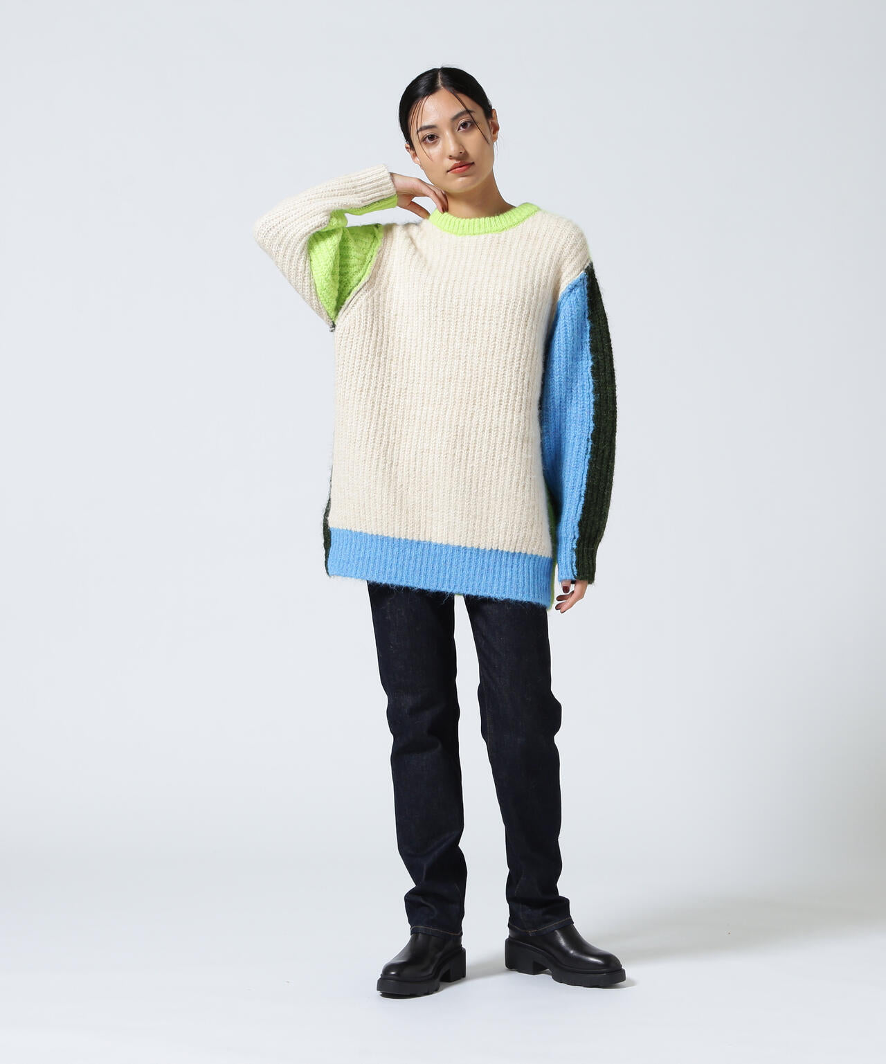AULA AILA/アウラアイラ/2WAY COLOR BLOCK PULL KNIT
