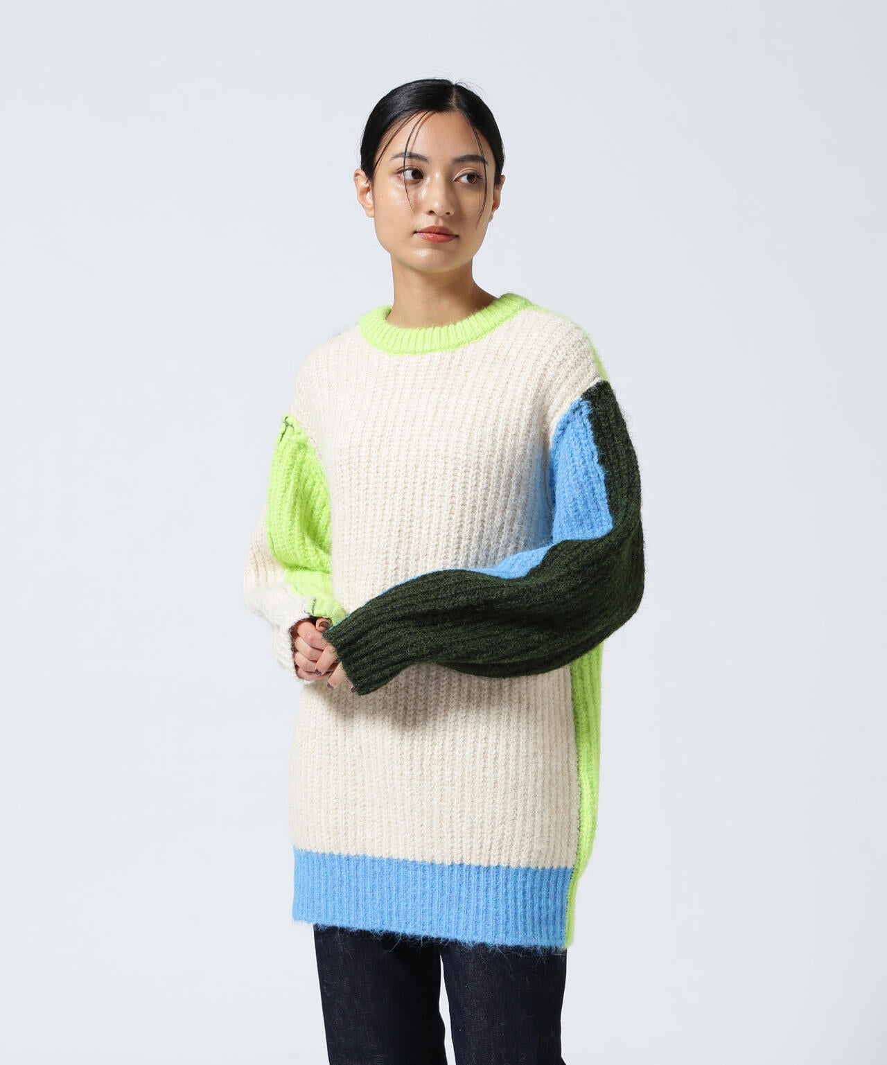 AULA AILA/アウラアイラ/2WAY COLOR BLOCK PULL KNIT