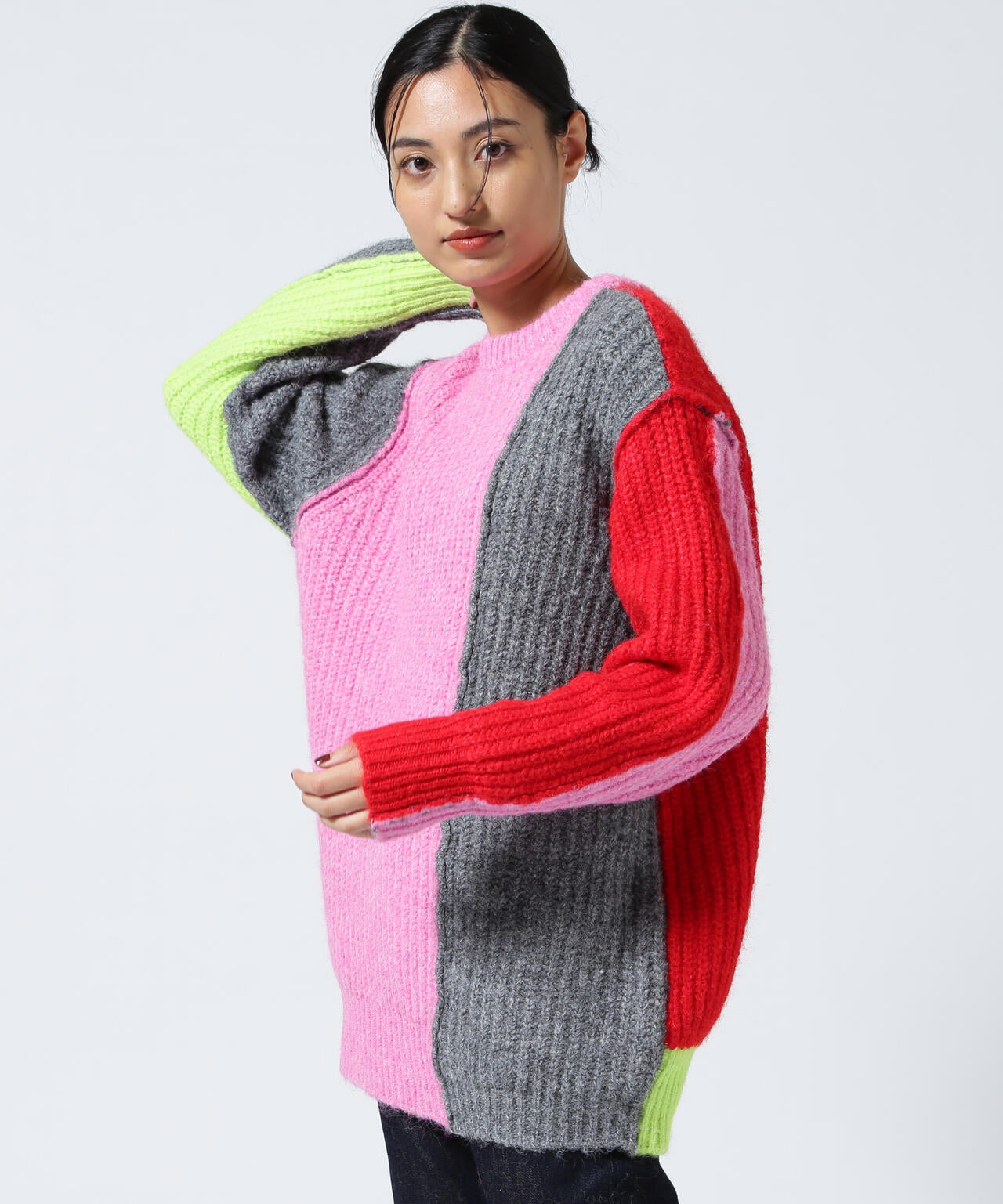 AULA AILA/アウラアイラ/2WAY COLOR BLOCK PULL KNIT