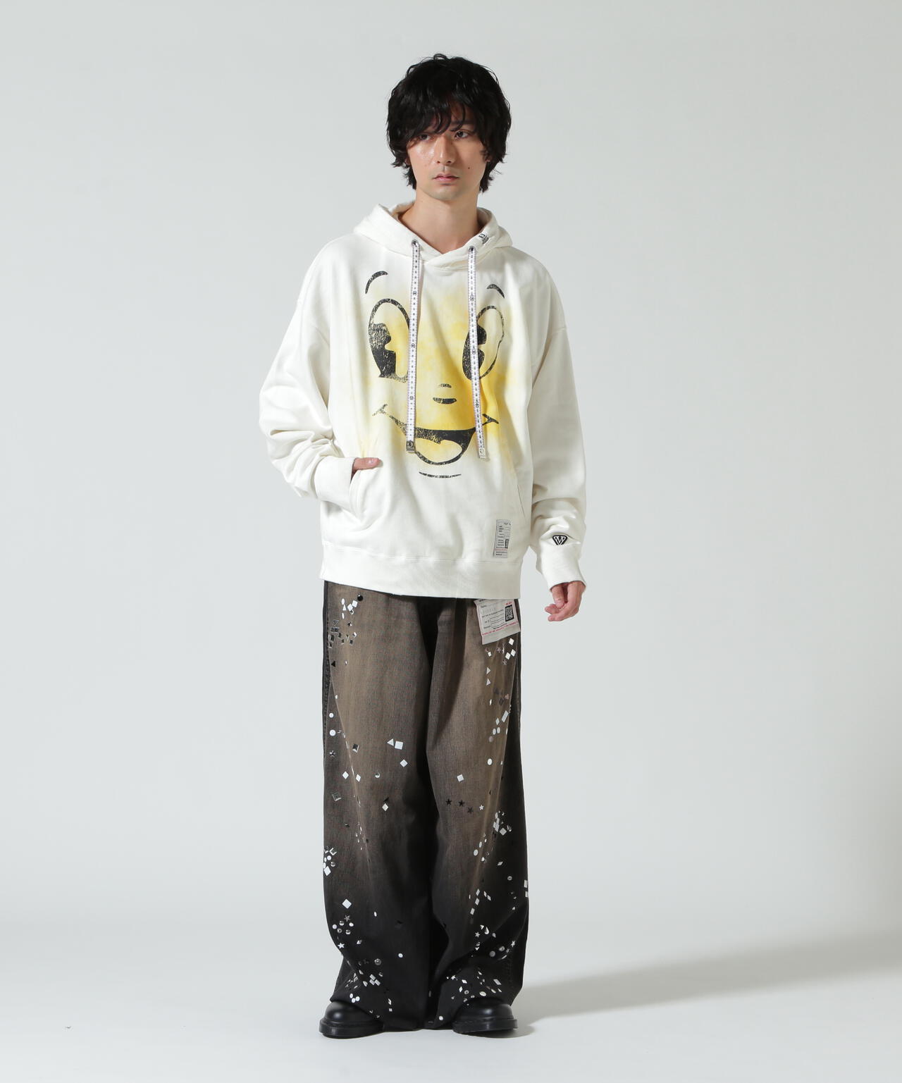 Maison MIHARAYASUHIRO/メゾン ミハラヤスヒロ/HAPPY FACE DISTRESSED HOODIE