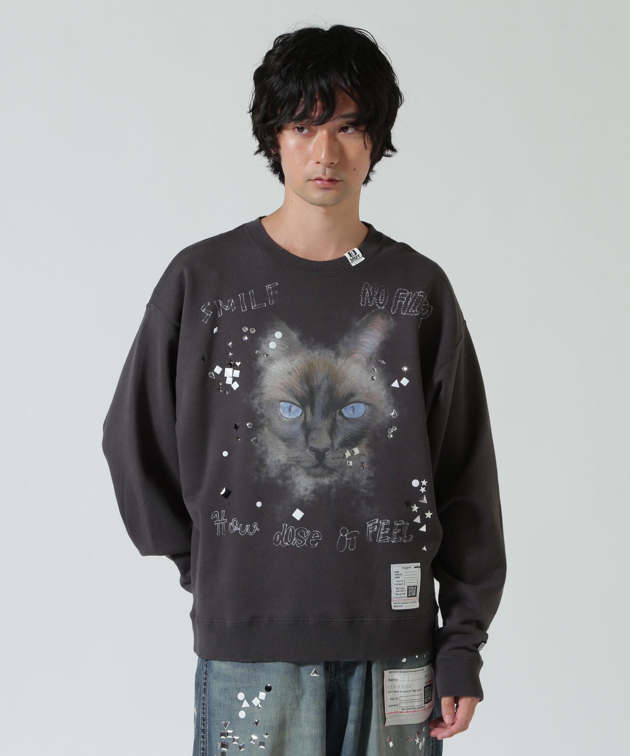Maison MIHARAYASUHIRO/メゾン ミハラヤスヒロ/EMBELLISHED DISTRESSED SWEATSHIRT