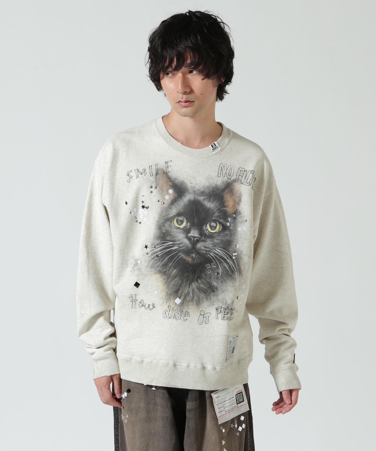 Maison MIHARAYASUHIRO/メゾン ミハラヤスヒロ/EMBELLISHED DISTRESSED SWEATSHIRT