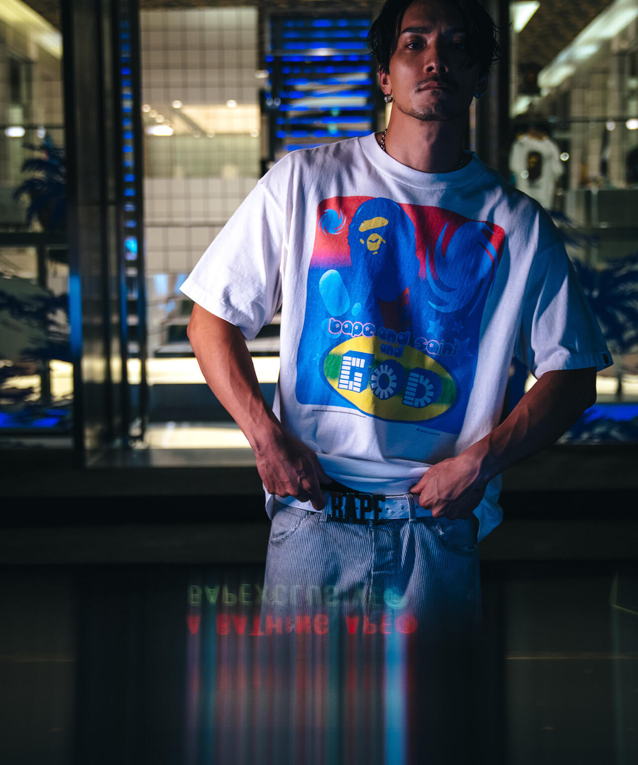 SAINT MICHAEL/セントマイケル/BAPE_SS TEE/GOD/WHITE