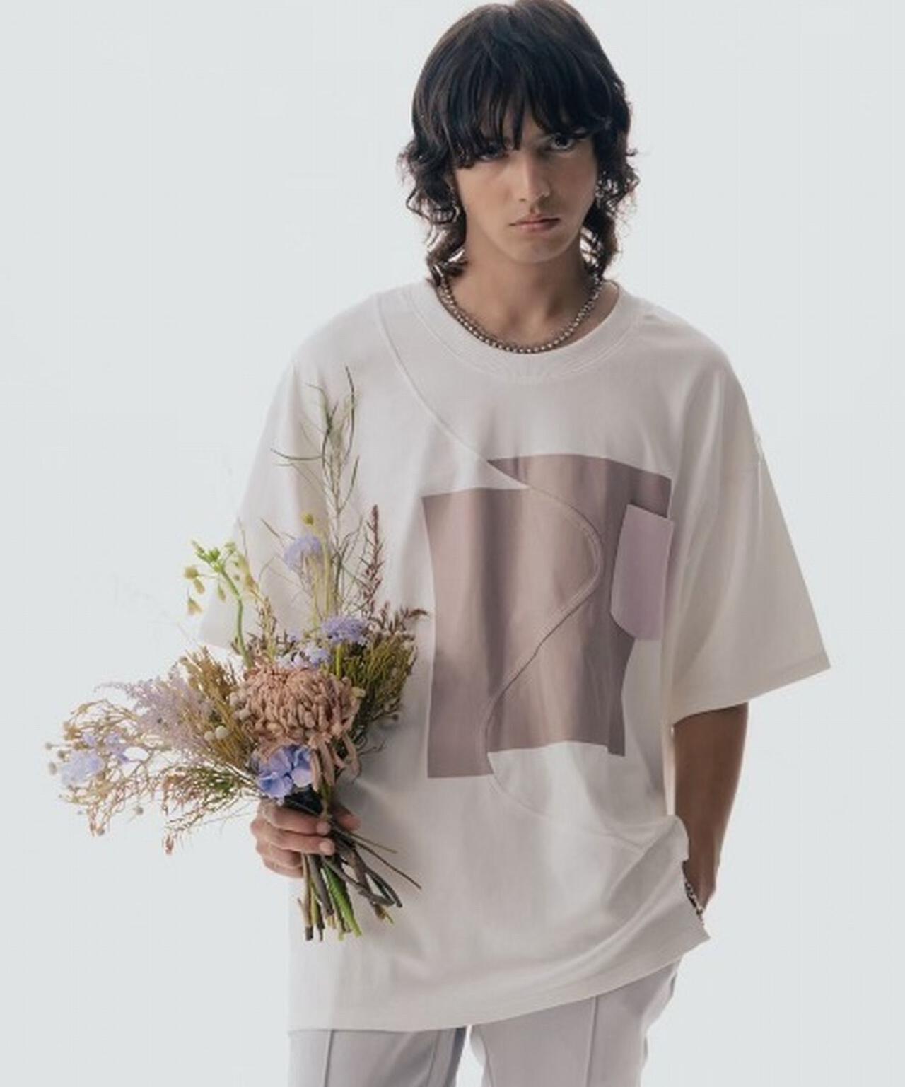 Maison ULA/メゾン ウラ/切り替えプリントTシャツ