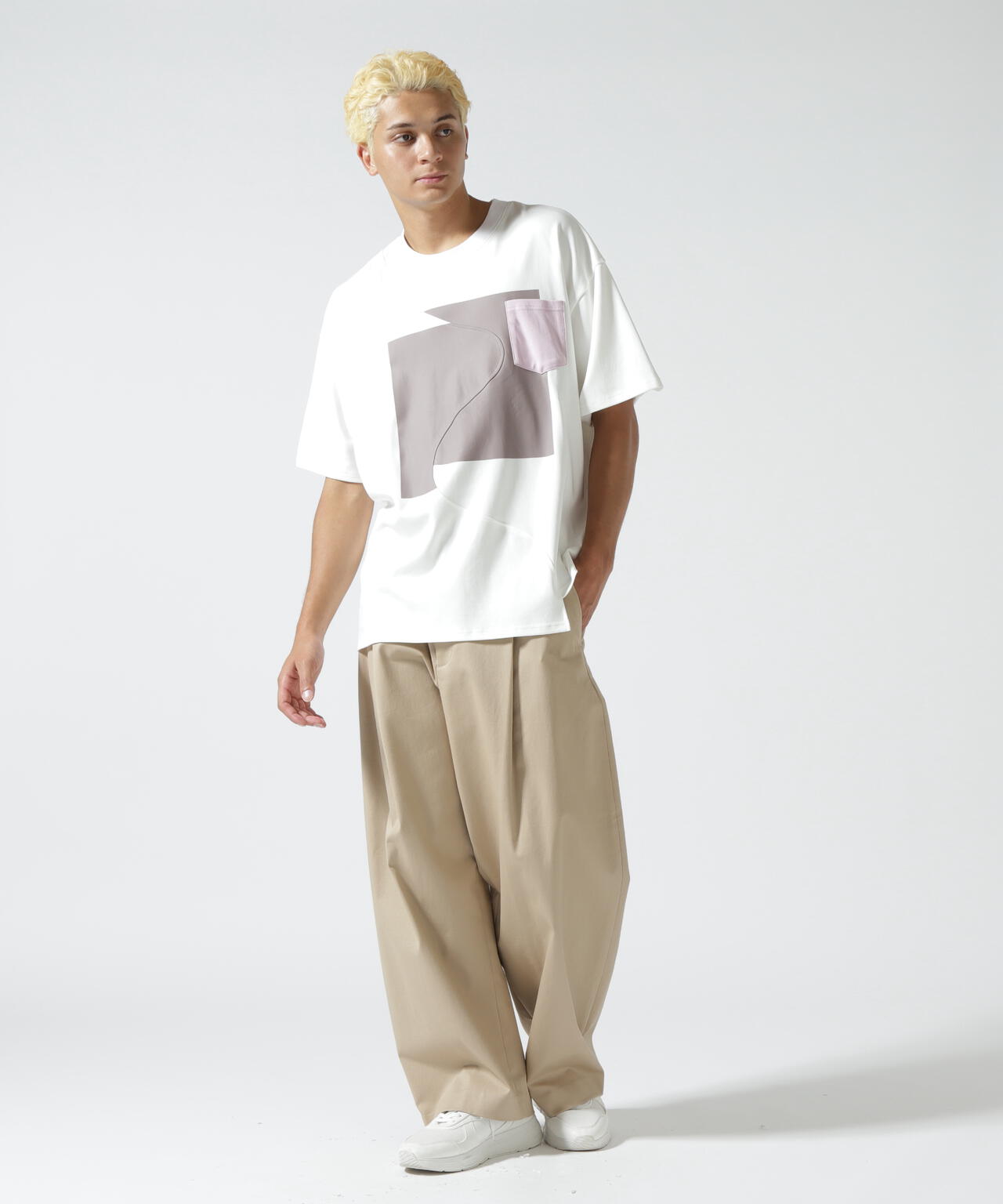 Maison ULA/メゾン ウラ/切り替えプリントTシャツ