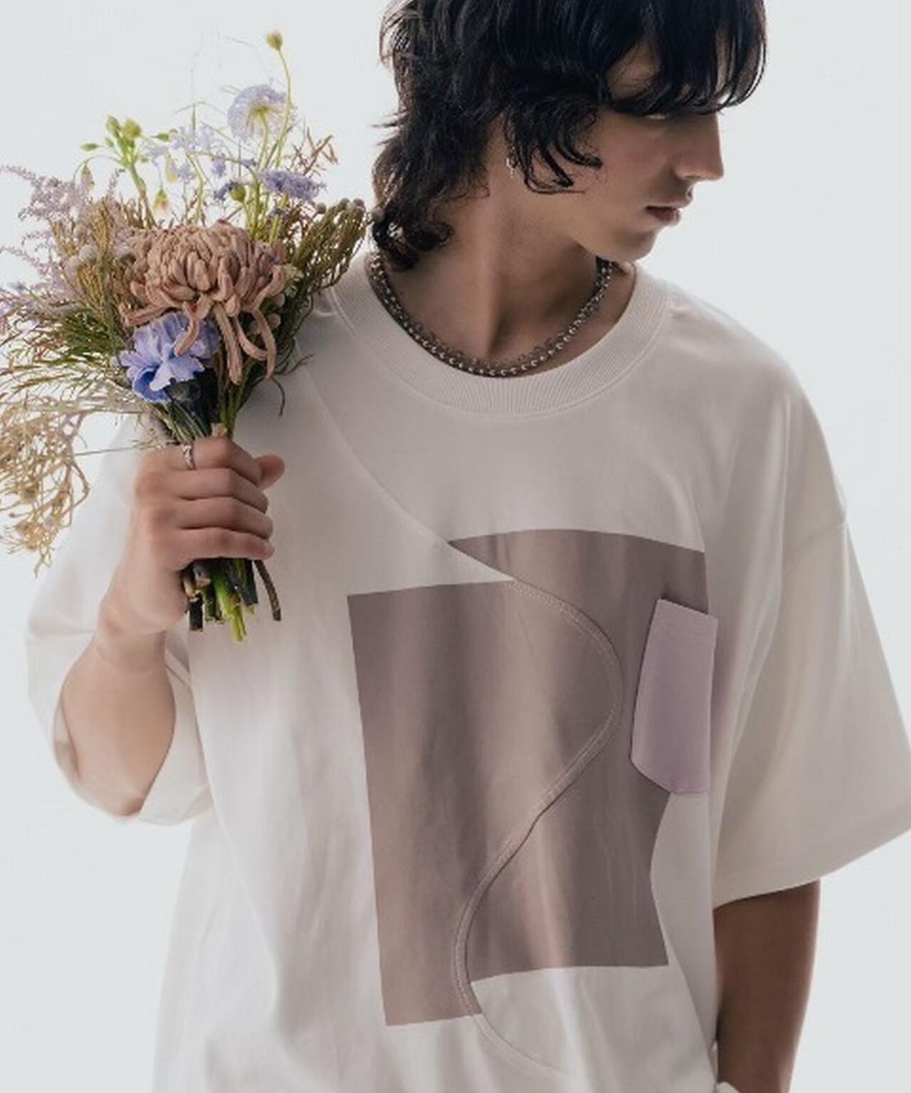 Maison ULA/メゾン ウラ/切り替えプリントTシャツ