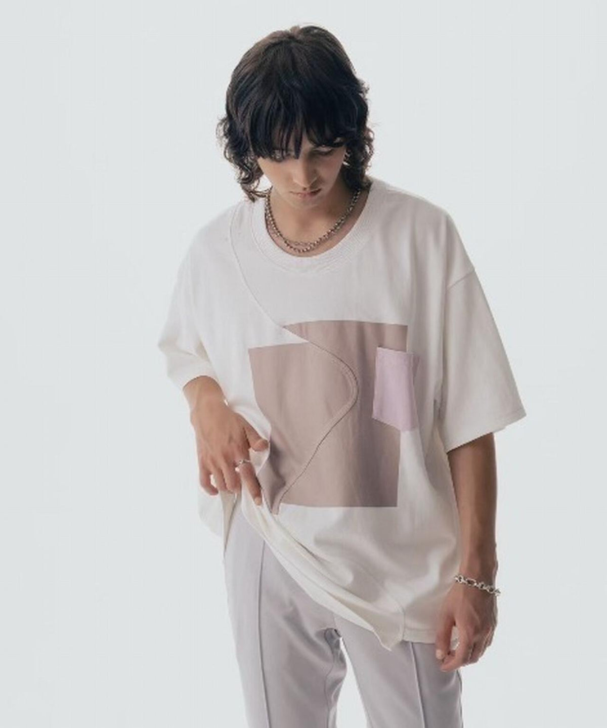 Maison ULA/メゾン ウラ/切り替えプリントTシャツ