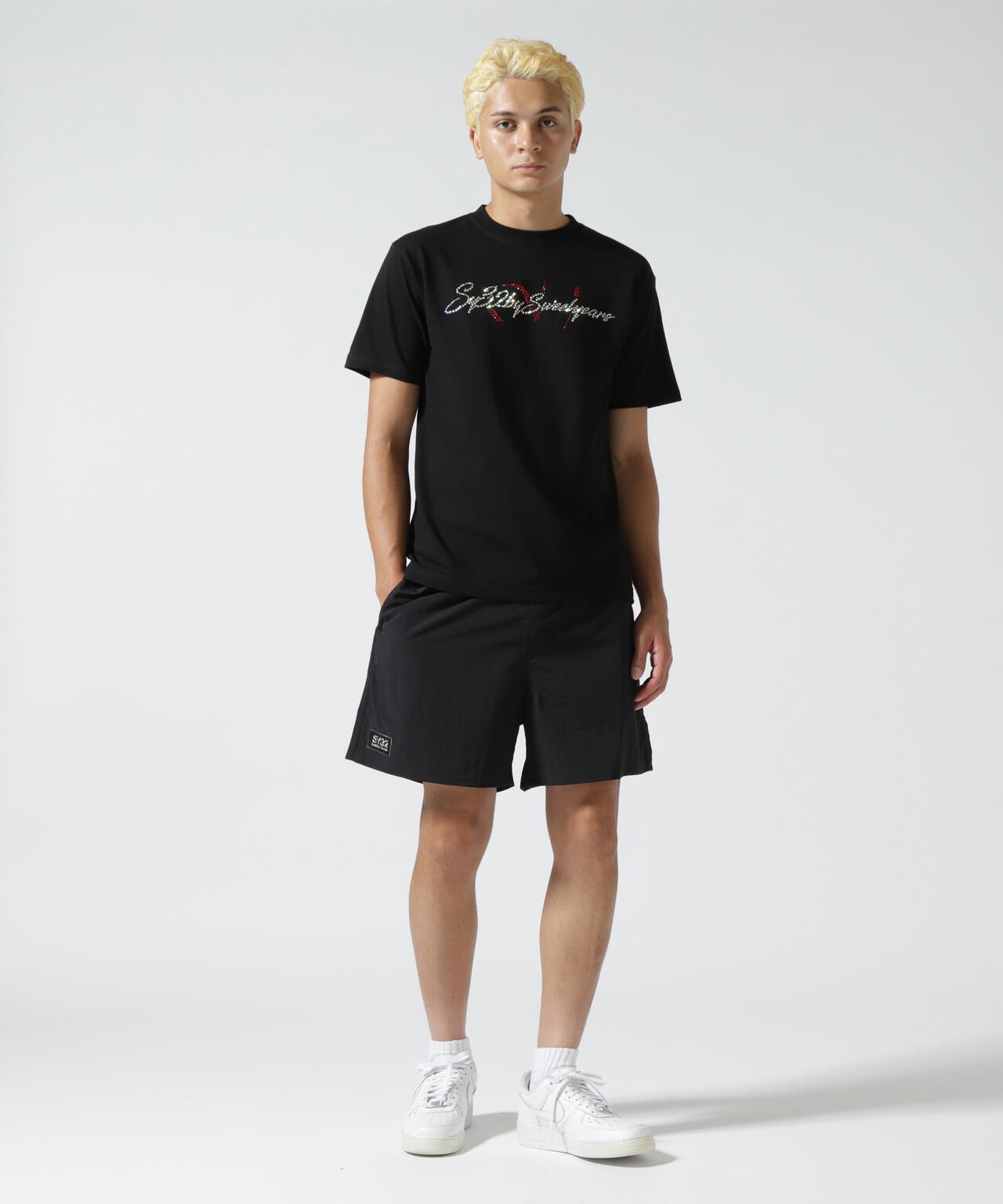 SY32 by SWEET YEARS/エスワイサーティトゥ バイ スィートイヤーズ/CURSIVE LOGO RHINESTONE TE