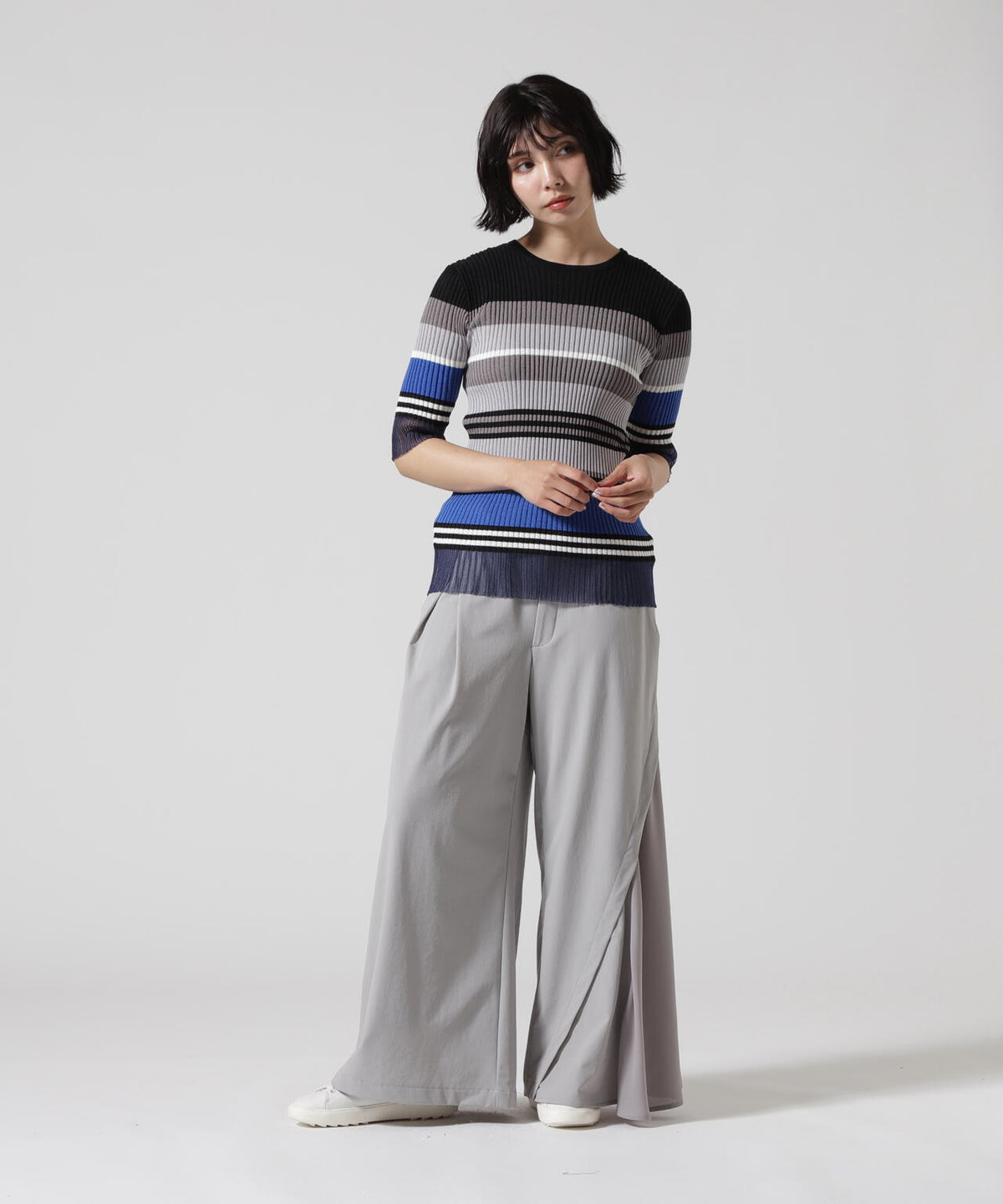 AULA AILA/アウラアイラ/MULTI BORDER KNIT