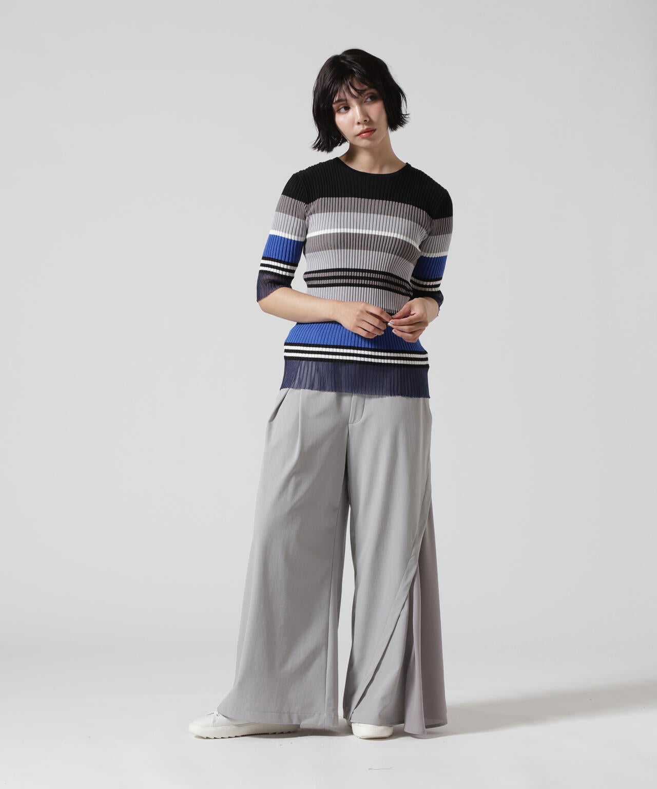 AULA AILA/アウラアイラ/MULTI BORDER KNIT