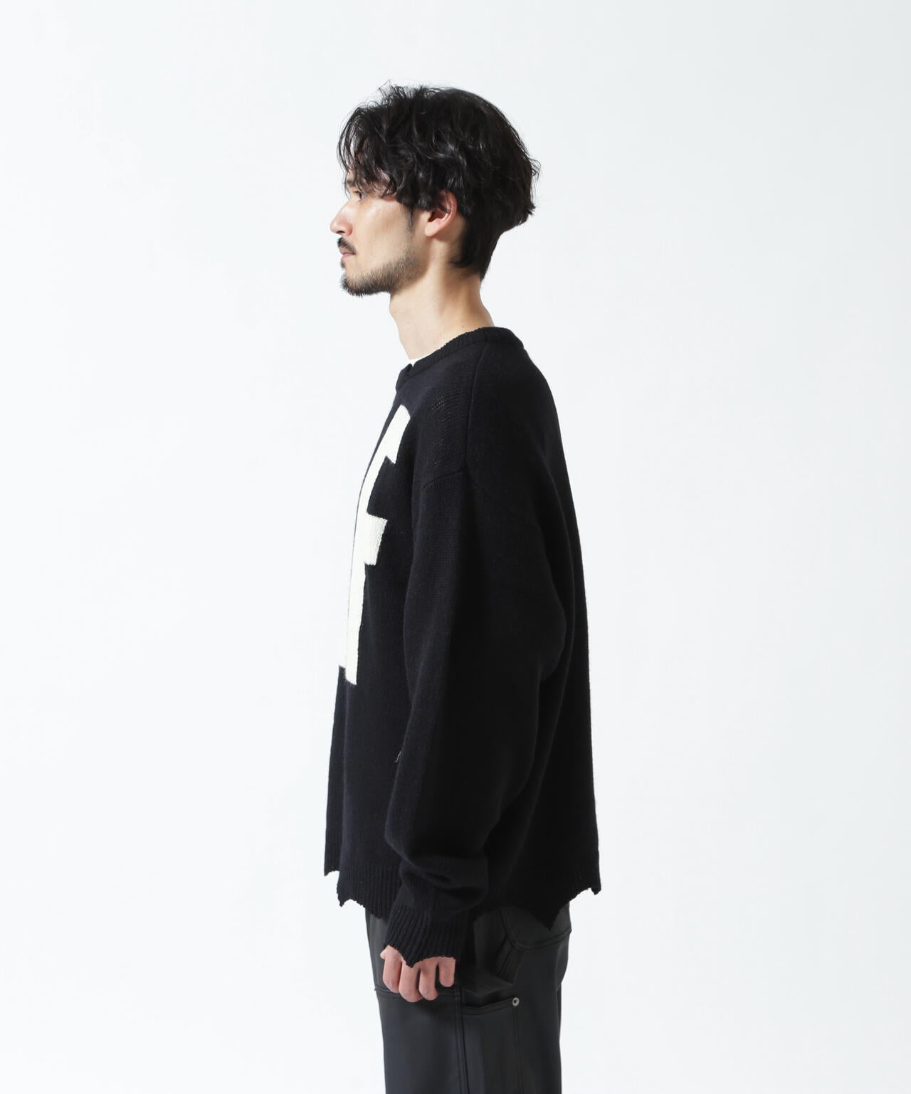 SAINT MICHAEL/セントマイケル/KLF CREW NEECK KNIT/KLF/BLACK