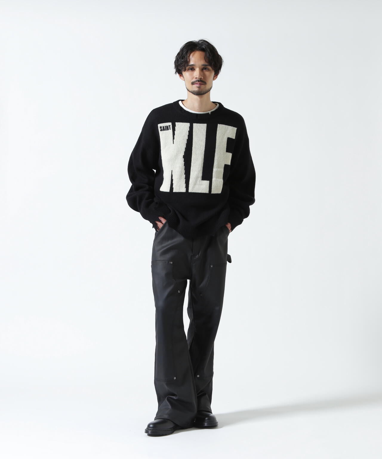 SAINT MICHAEL/セントマイケル/KLF CREW NEECK KNIT/KLF/BLACK