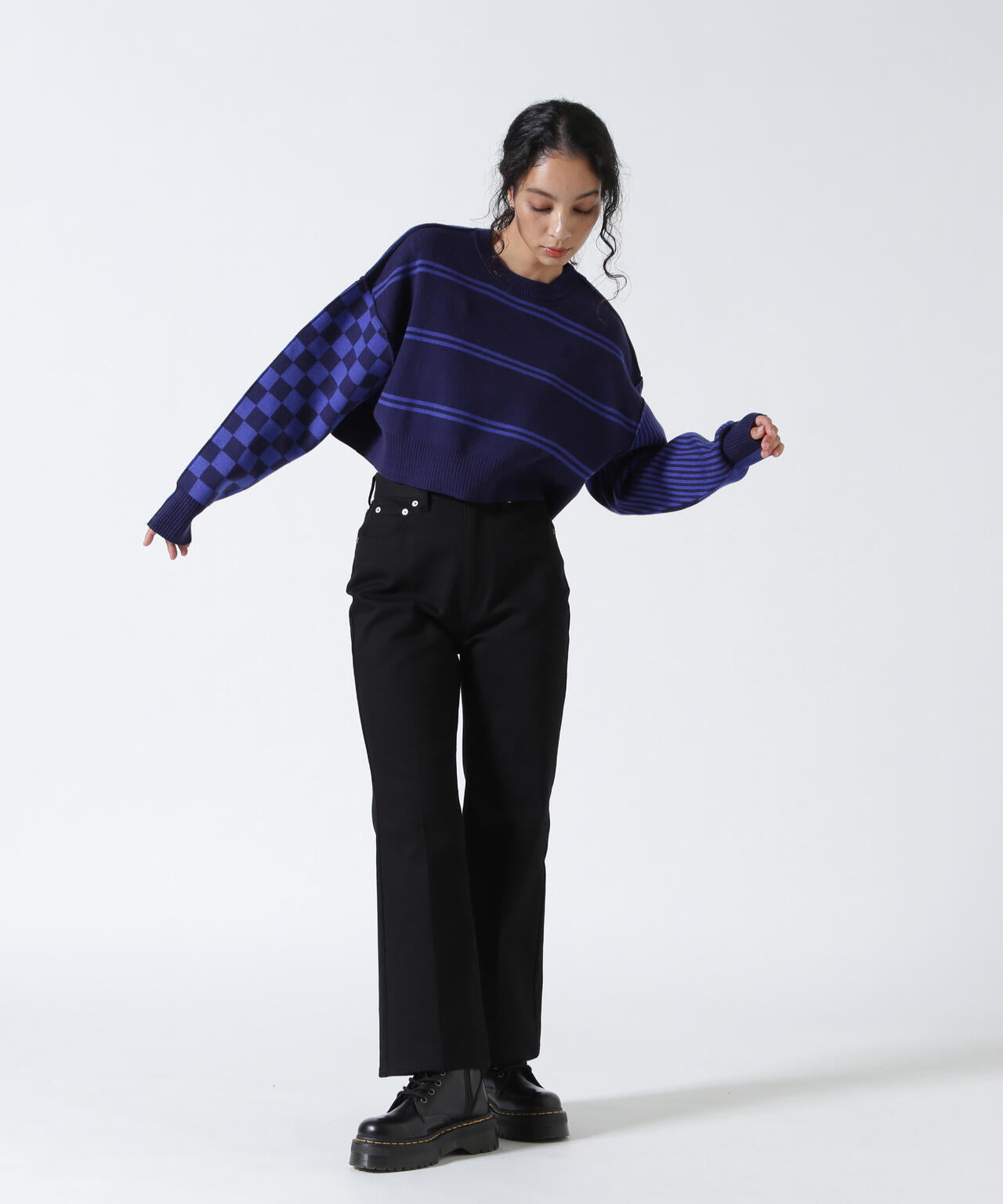 AULA AILA/アウラアイラ/別注マルチボーダー2WAYニット