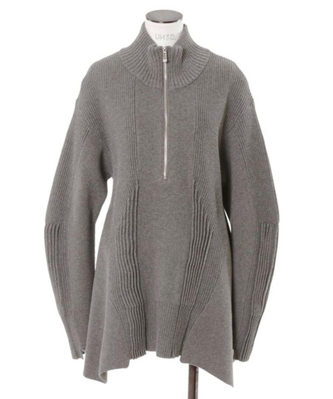 UN3D./アンスリード/PIN TUCK HALF ZIP TOP