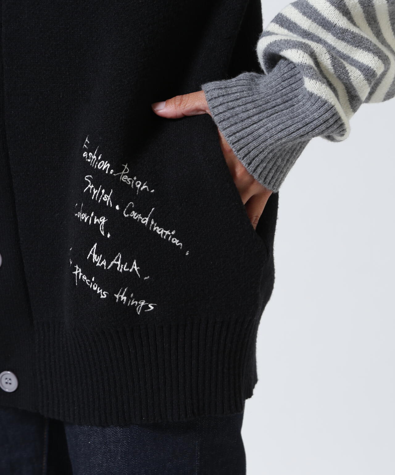 AULA AILA/アウラアイラ/MESSAGE LOGO CARDIGAN