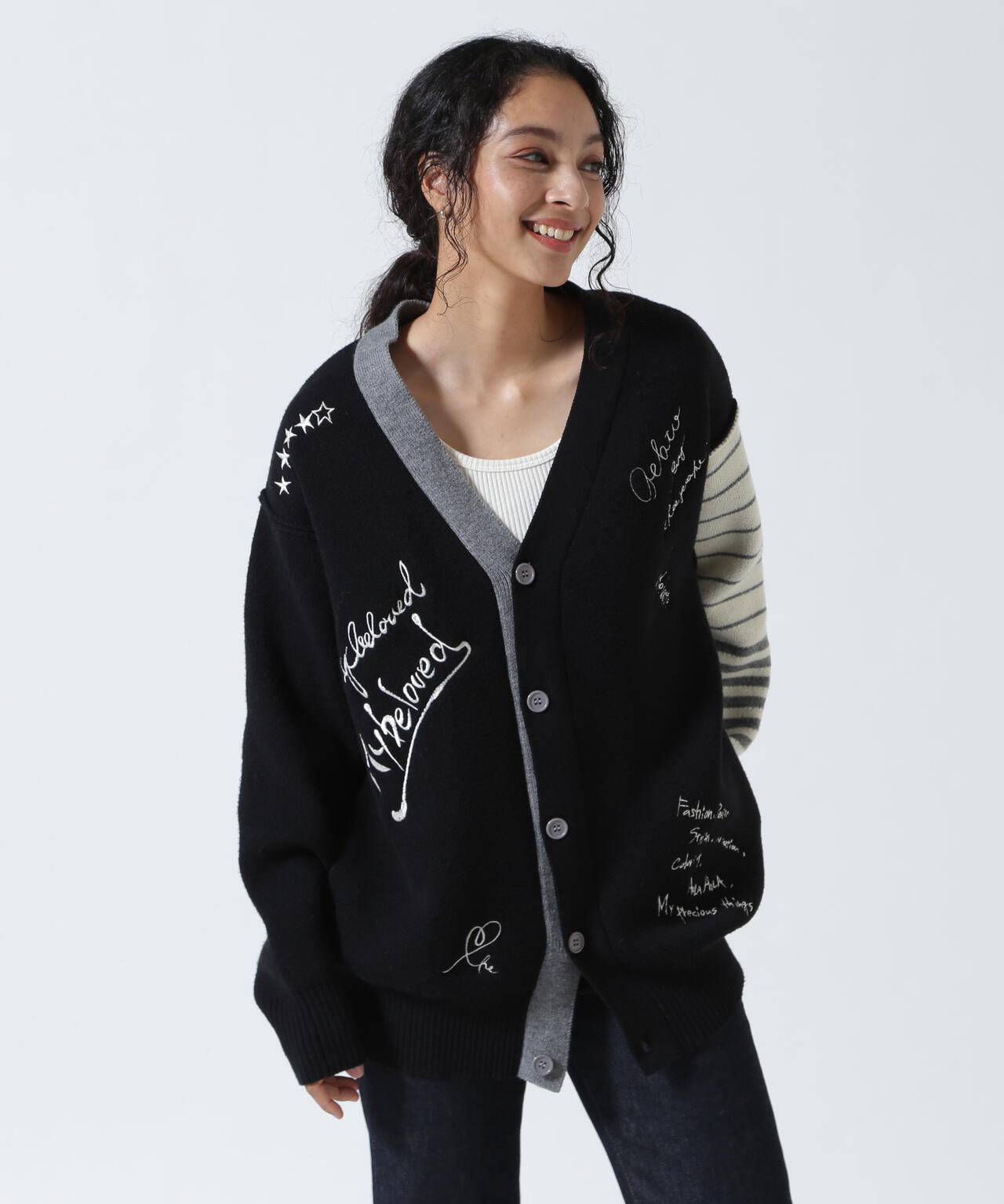 AULA AILA/アウラアイラ/MESSAGE LOGO CARDIGAN