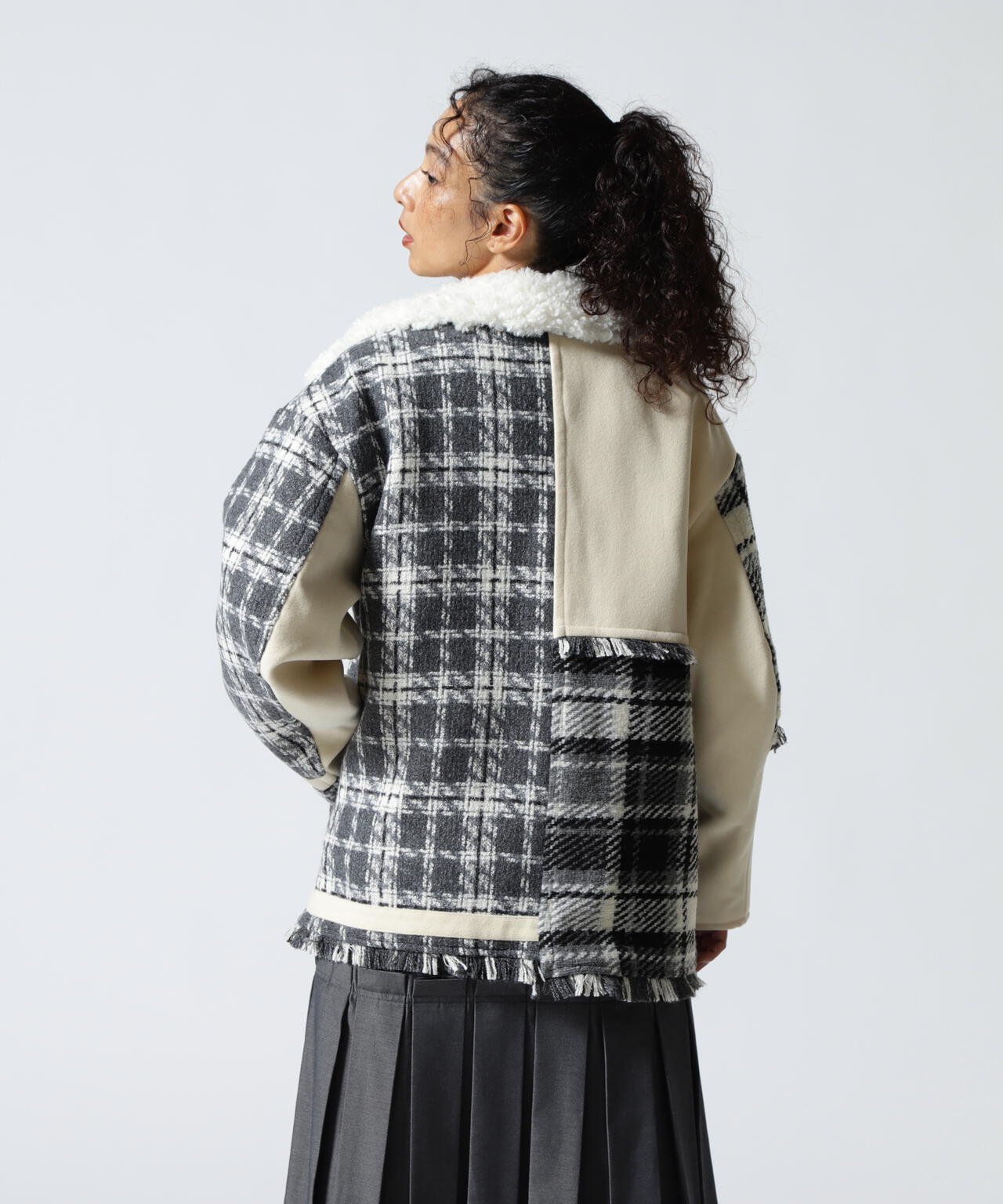 AULA AILA/アウラアイラ/別注チェックコンビネーションブルゾン