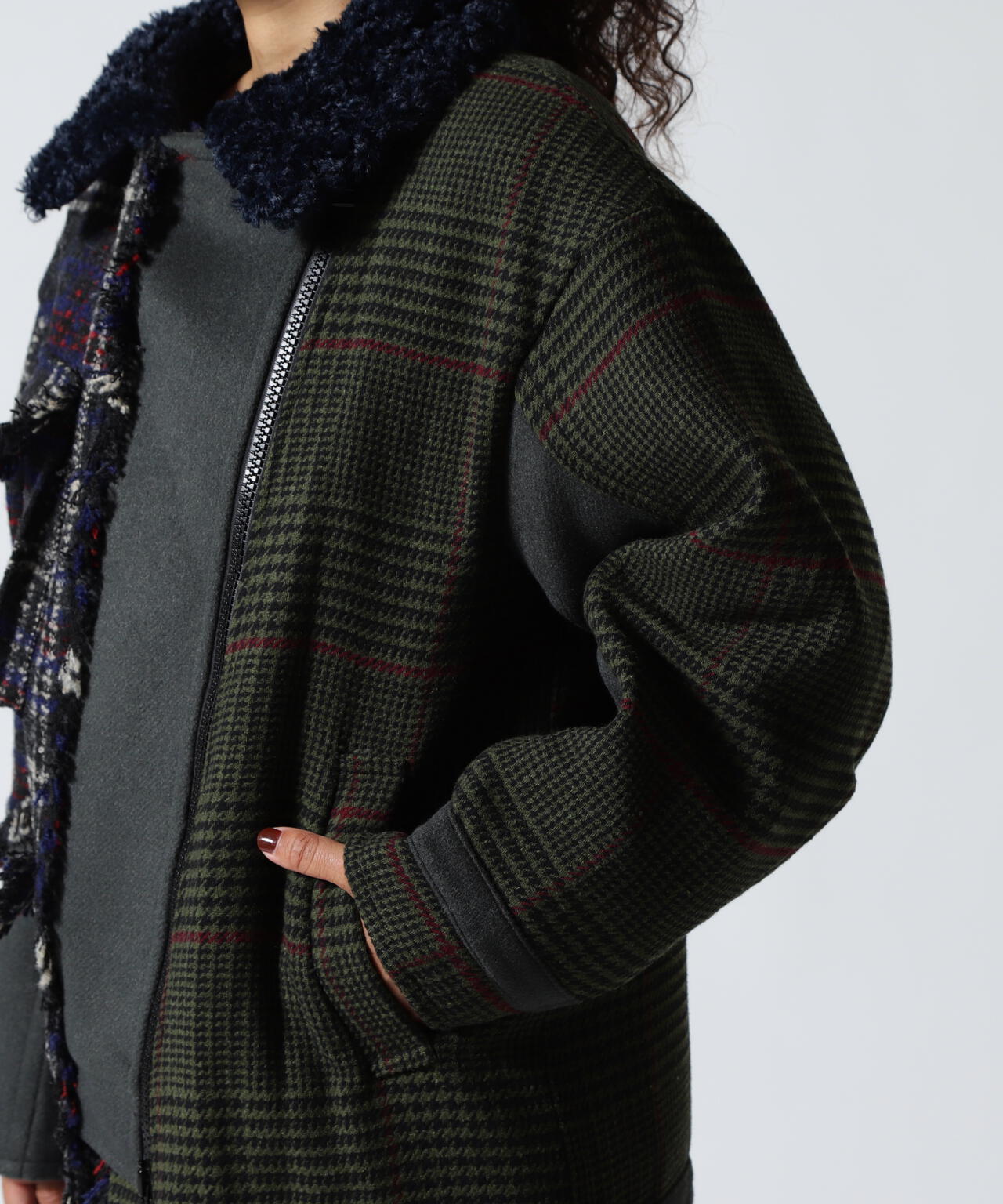 AULA AILA/アウラアイラ/別注チェックコンビネーションブルゾン