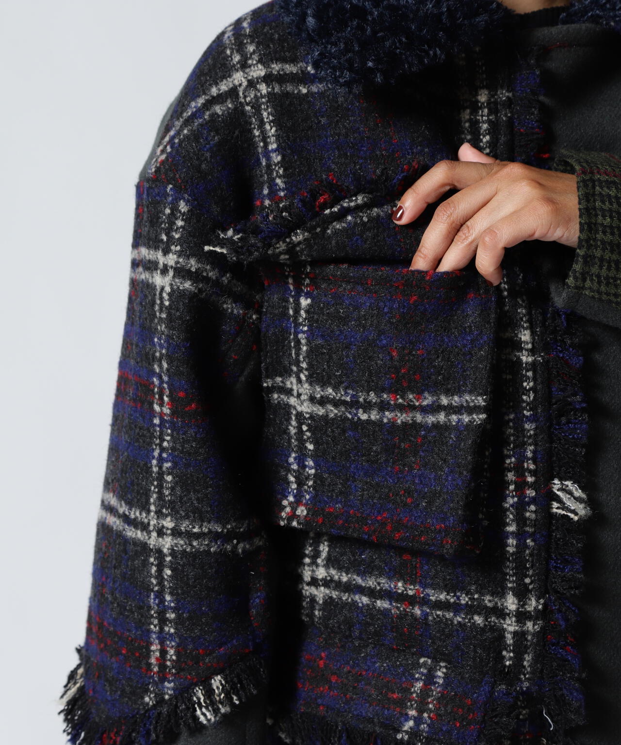 AULA AILA/アウラアイラ/別注チェックコンビネーションブルゾン