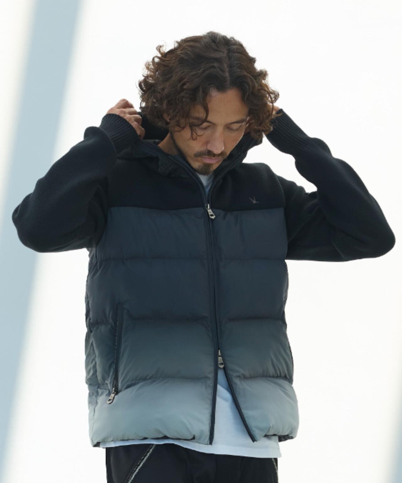 1PIU1UGUALE3 RELAX/ウノピゥ ウノ ウグァーレ トレ リラックス/グラデーションニットコンビパデッドジャケット