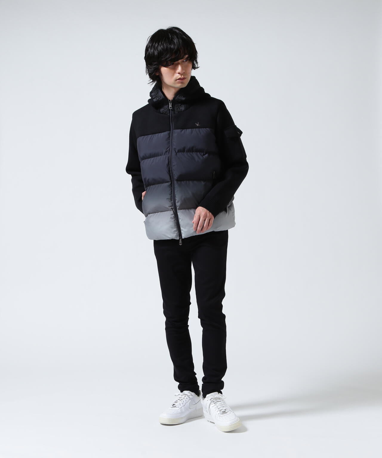 1PIU1UGUALE3 RELAX/ウノピゥ ウノ ウグァーレ トレ リラックス/グラデーションニットコンビパデッドジャケット