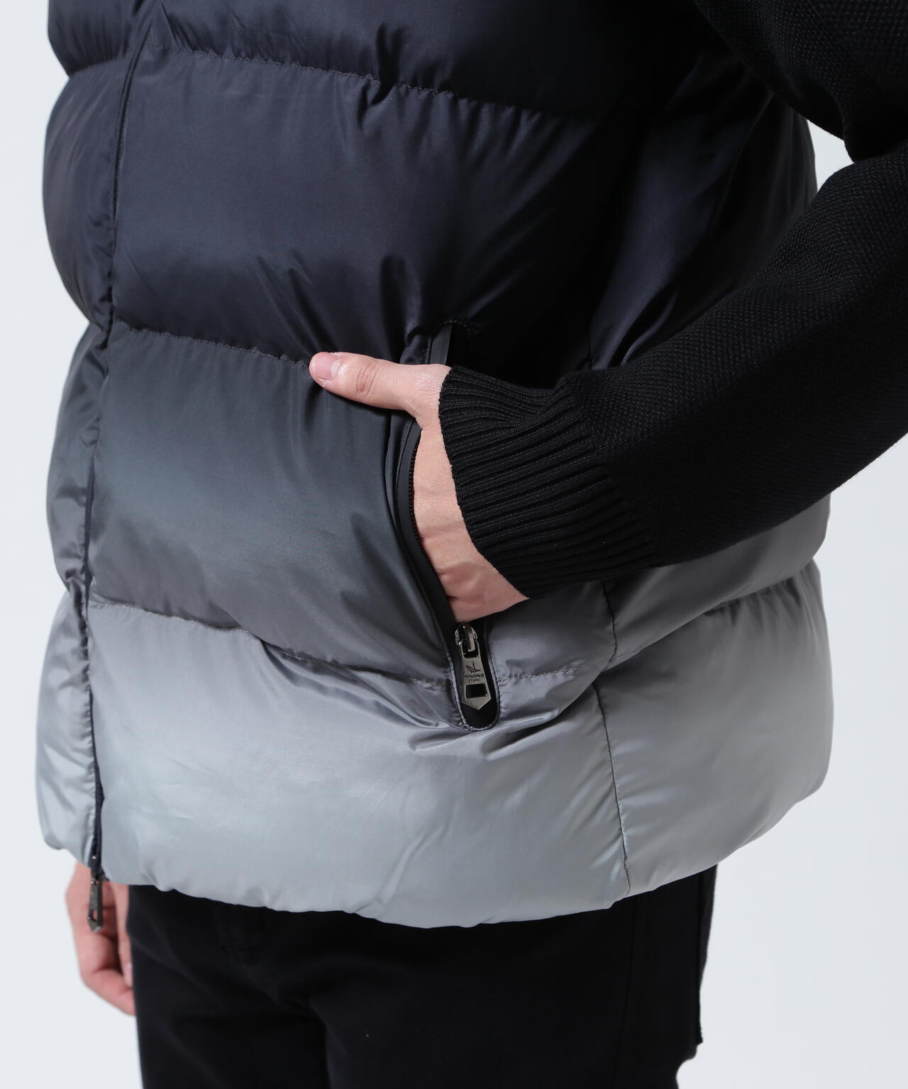 1PIU1UGUALE3 RELAX/ウノピゥ ウノ ウグァーレ トレ リラックス/グラデーションニットコンビパデッドジャケット