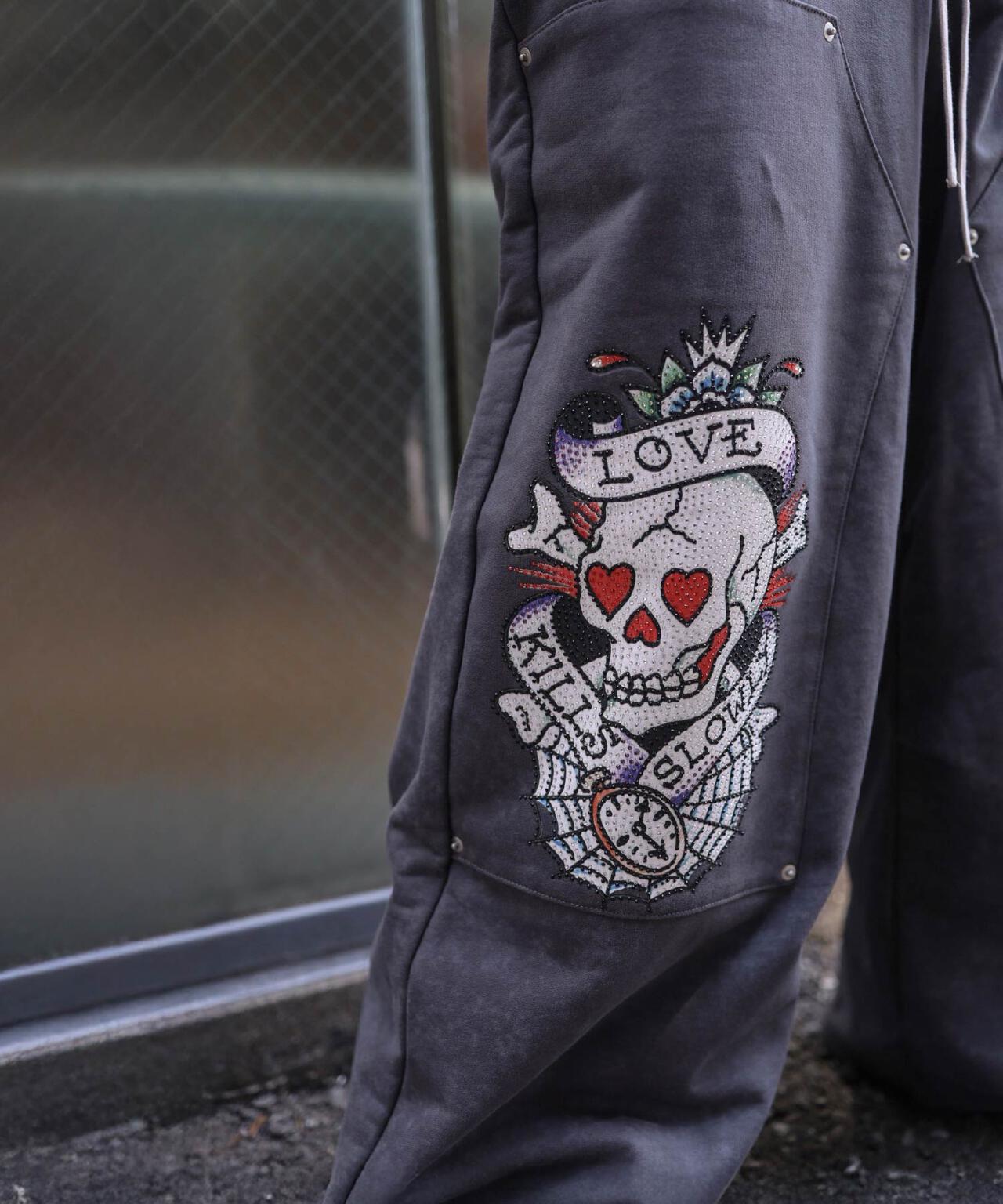 FR(13)NDS × Ed Hardy/フレンズ × エド・ハーディ/コラボ ダブルニースウェットパンツ