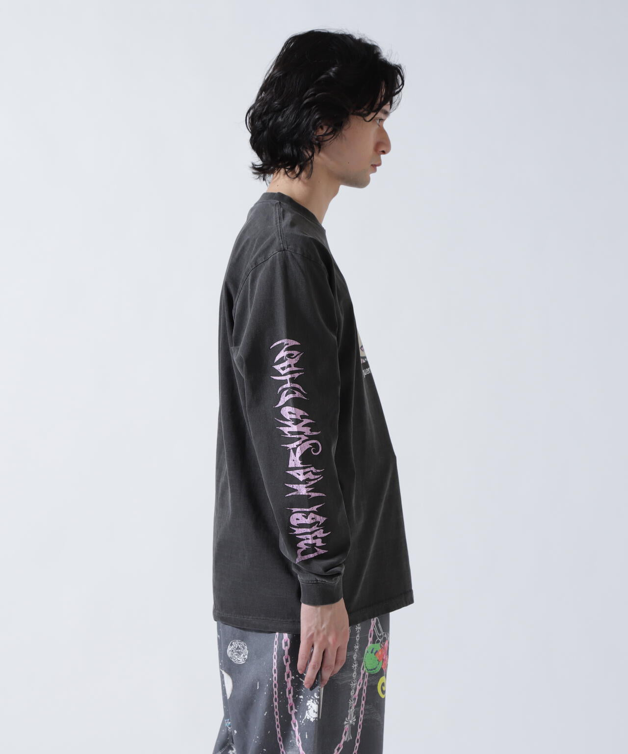 guernika×ちびまる子ちゃん/Drooping Maruko Vintag Style Long Sleeve Tshirt