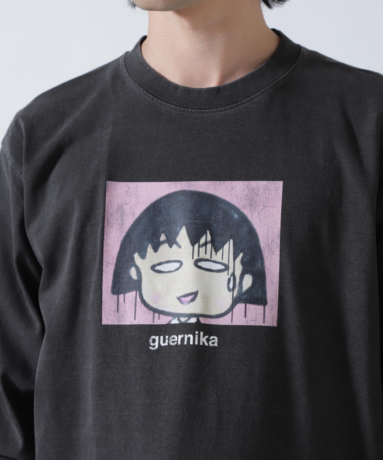guernika×ちびまる子ちゃん/Drooping Maruko Vintag Style Long Sleeve Tshirt