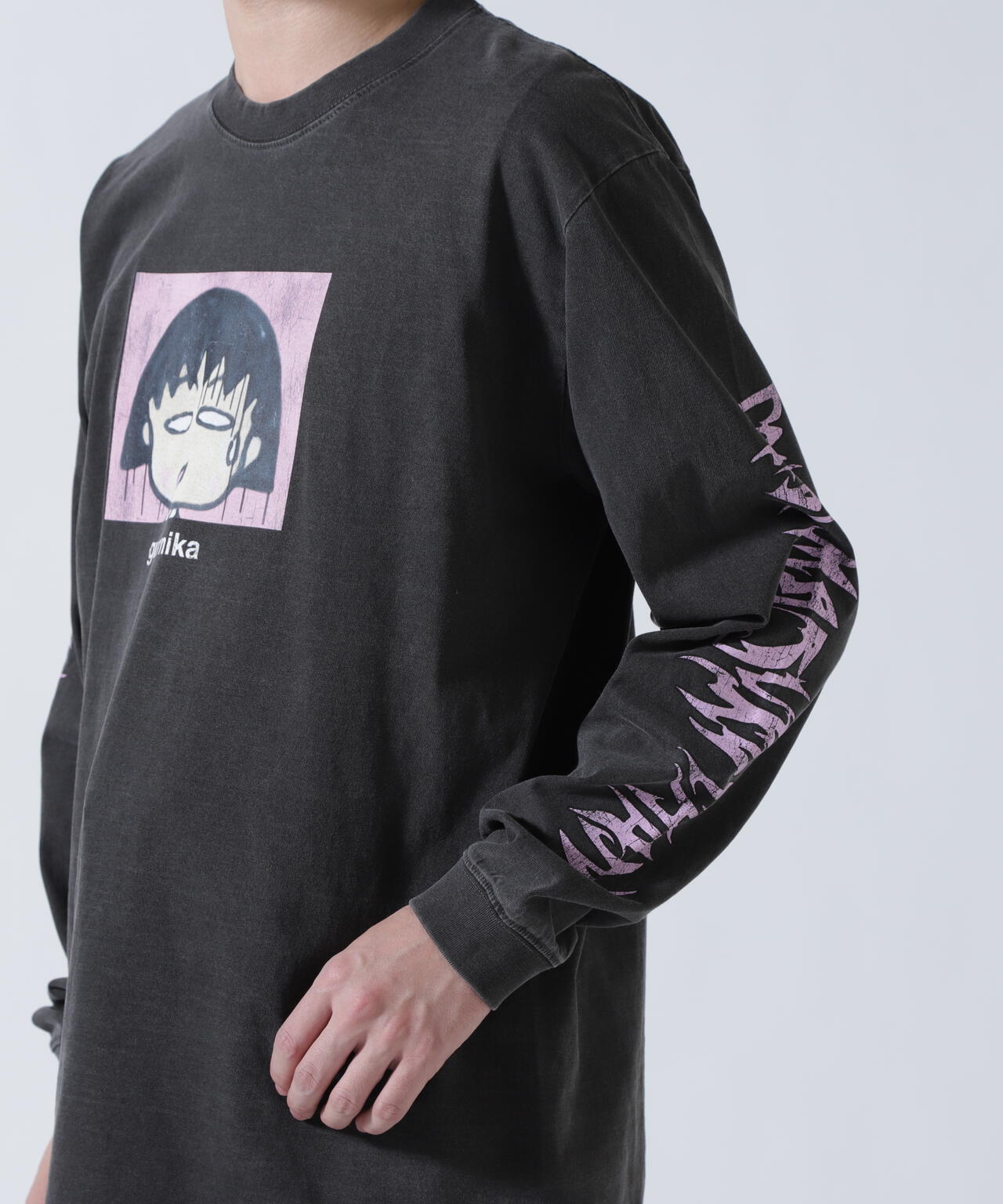 guernika×ちびまる子ちゃん/Drooping Maruko Vintag Style Long Sleeve Tshirt