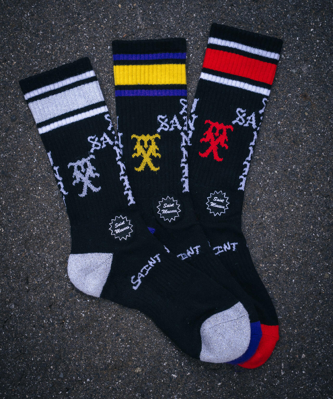 SAINT MICHAEL/セントマイケル/SOCKS/SINNER/BLACK+RED