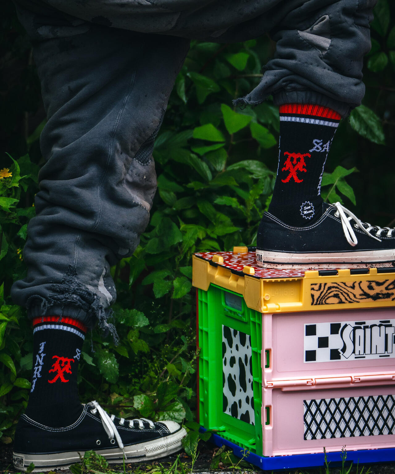 SAINT MICHAEL/セントマイケル/SOCKS/SINNER/BLACK+RED