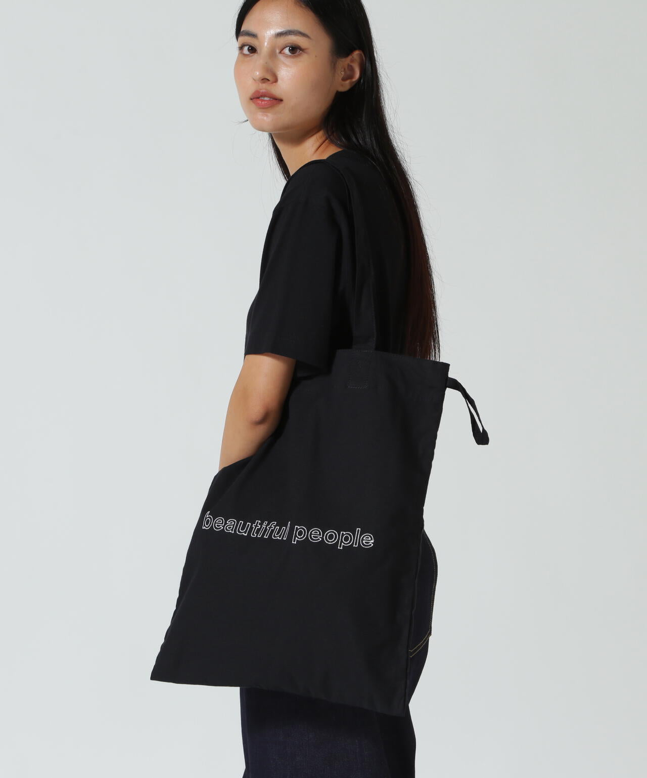 beautiful people/ビューティフルピープル/contour logo gathering tote bag