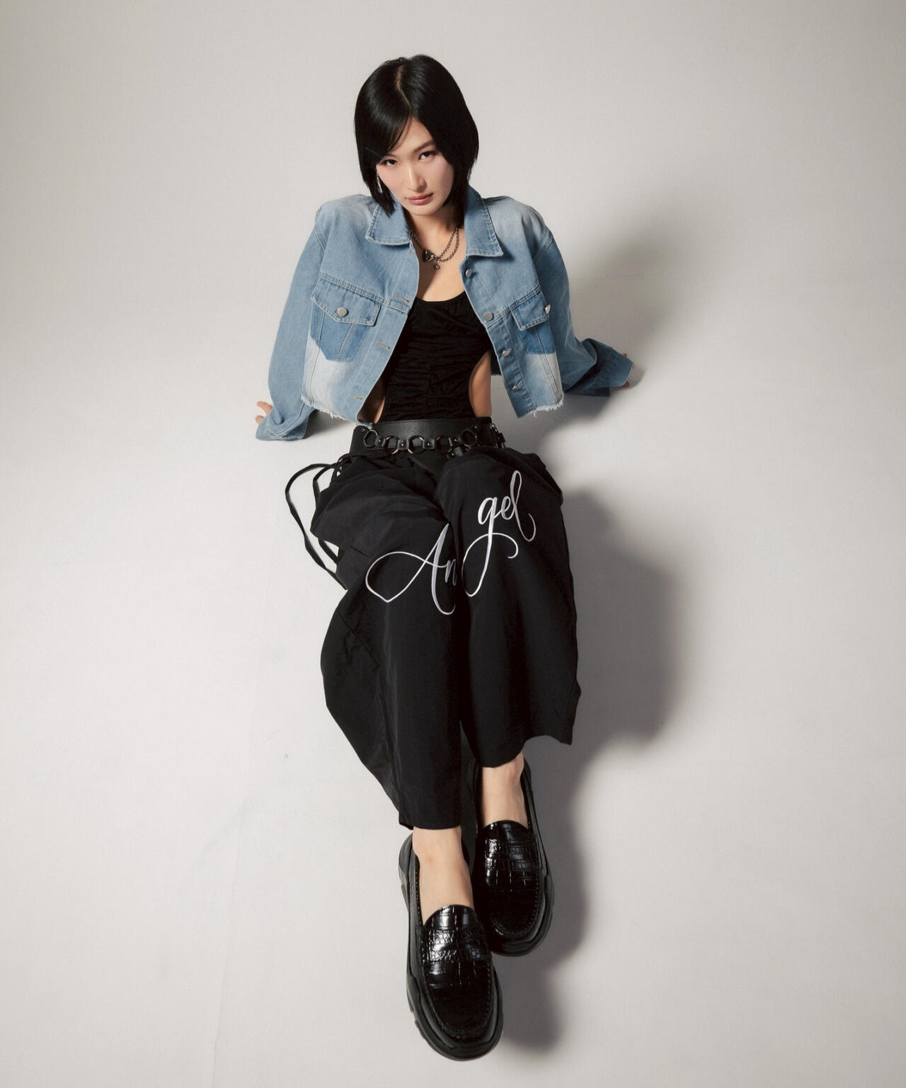 MITSUKI/ミツキ/ウエスト紐付きナイロンパンツ