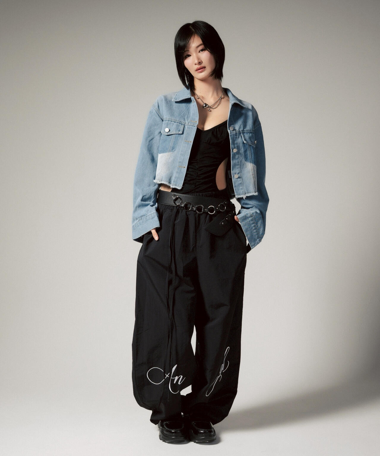 MITSUKI/ミツキ/ウエスト紐付きナイロンパンツ