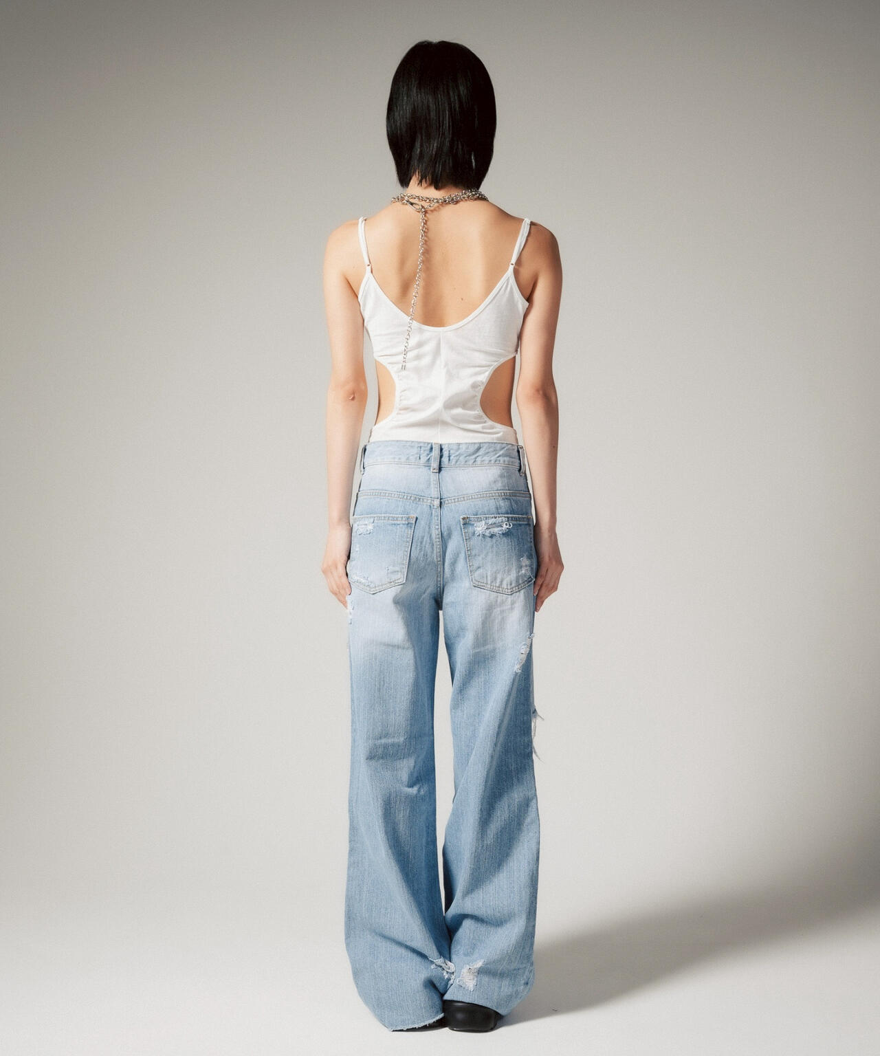 MITSUKI/ミツキ/クラッシュワイドデニムパンツ