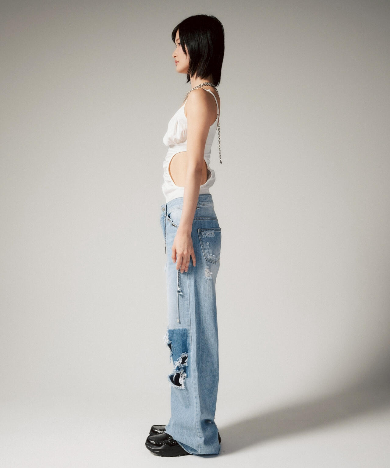 MITSUKI/ミツキ/クラッシュワイドデニムパンツ