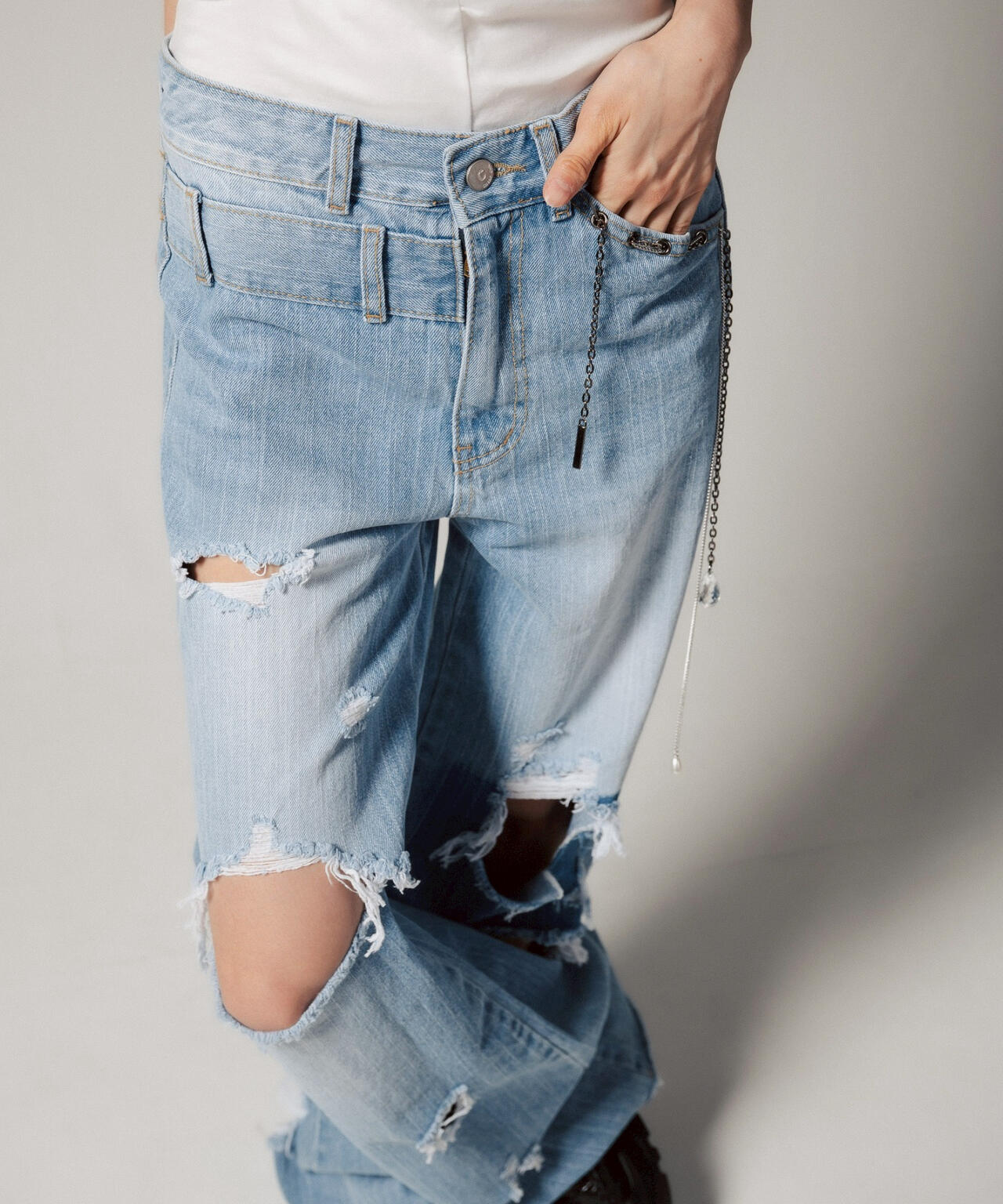 MITSUKI/ミツキ/クラッシュワイドデニムパンツ