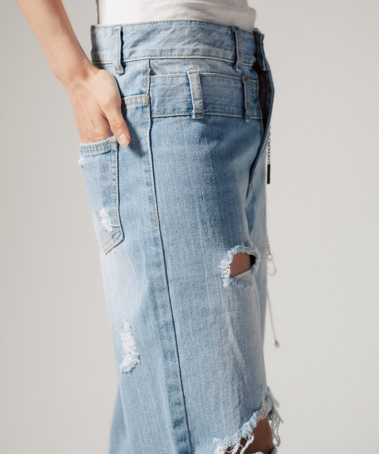 MITSUKI/ミツキ/クラッシュワイドデニムパンツ