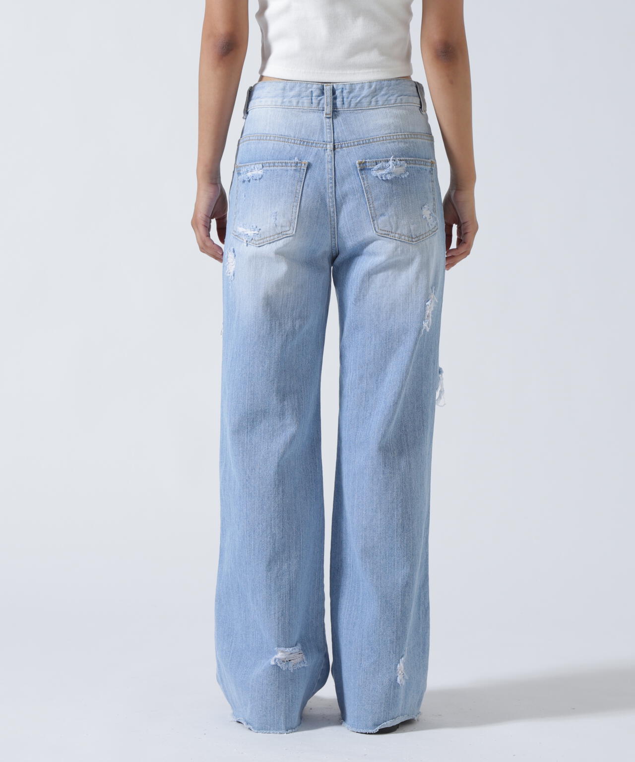 MITSUKI/ミツキ/クラッシュワイドデニムパンツ