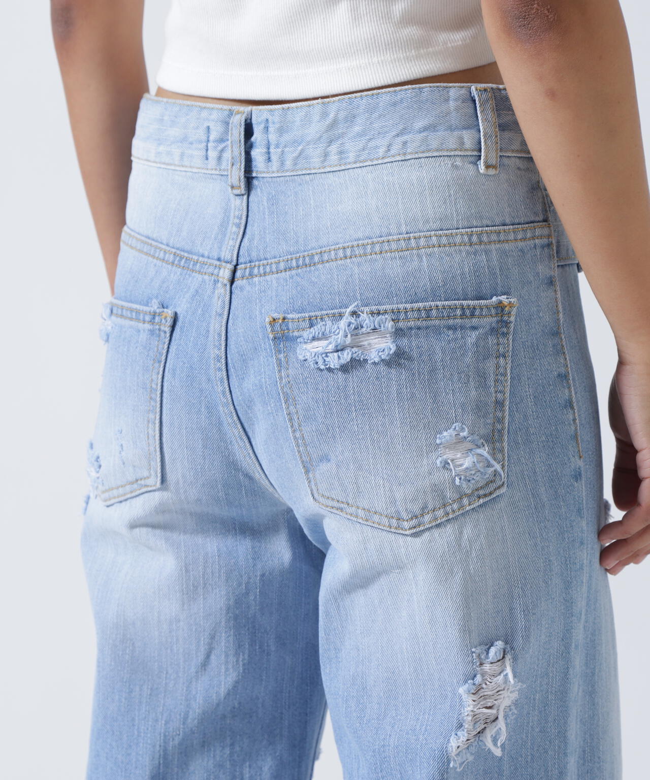 MITSUKI/ミツキ/クラッシュワイドデニムパンツ