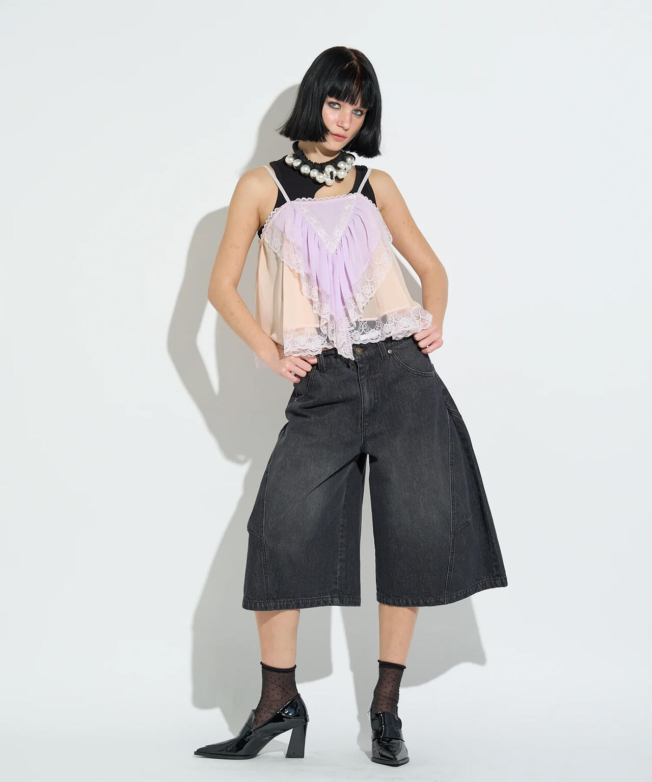 anna sui nyc/アナ スイ エヌワイシー/デニムラインハーフパンツ