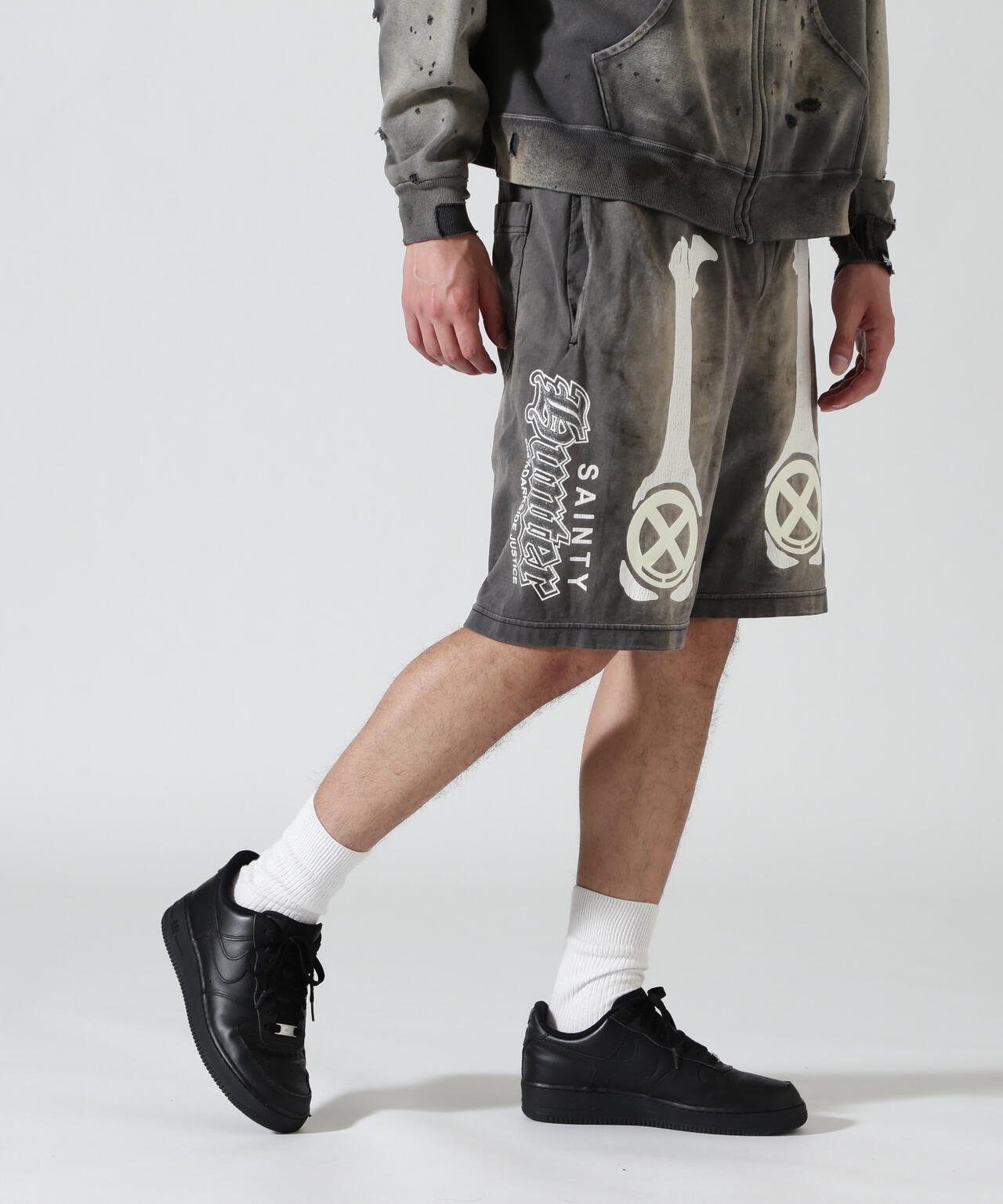 SAINT MICHAEL/セントマイケル/BH_CUT SEW SHORTS/BONE/CHARCOAL