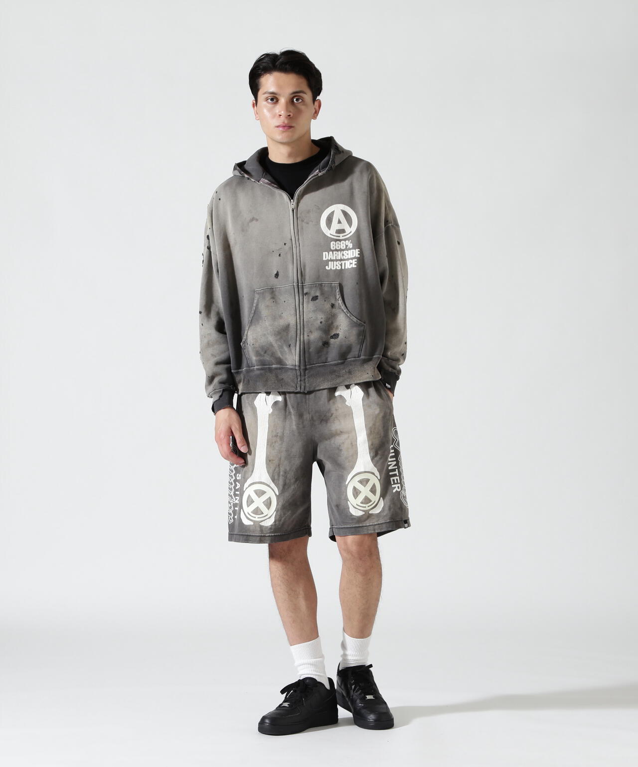 SAINT MICHAEL/セントマイケル/BH_CUT SEW SHORTS/BONE/CHARCOAL