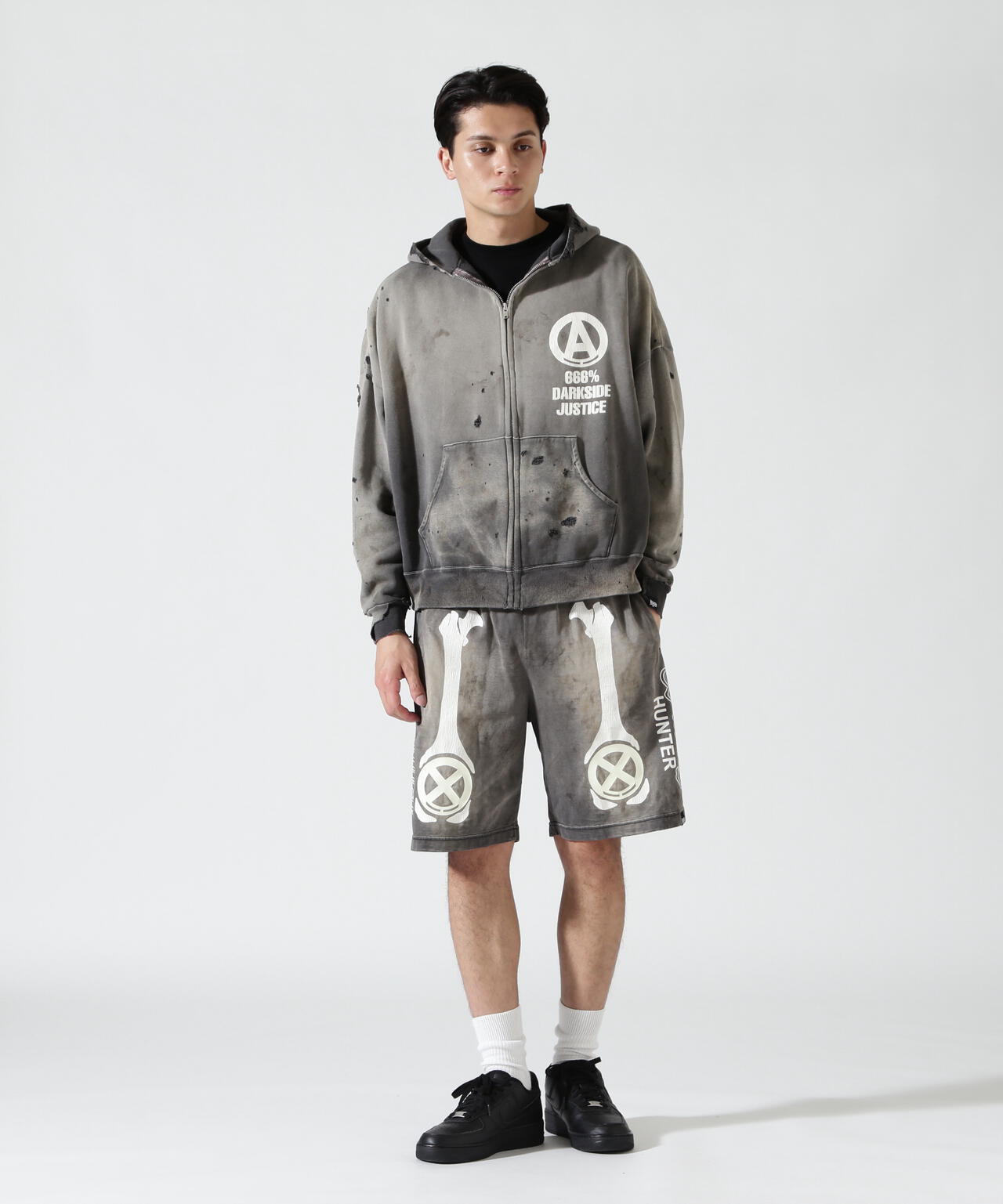 SAINT MICHAEL/セントマイケル/BH_CUT SEW SHORTS/BONE/CHARCOAL