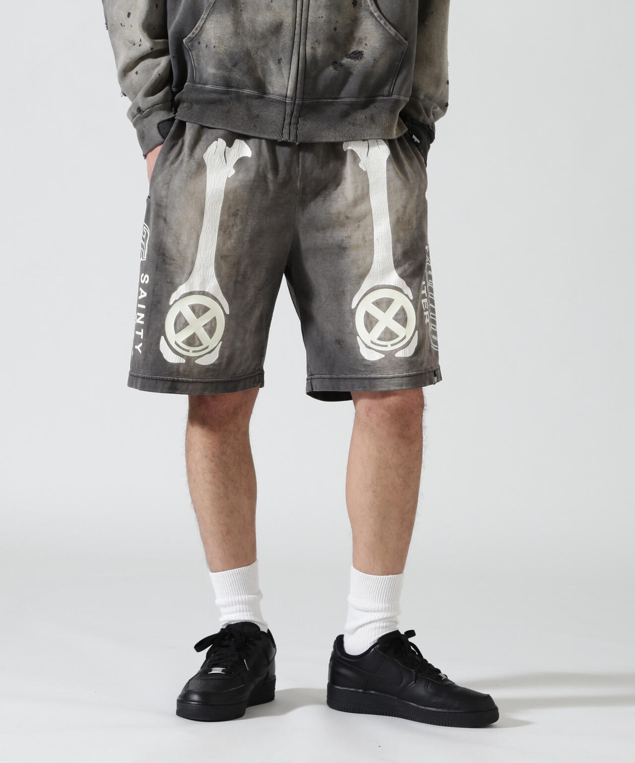 SAINT MICHAEL/セントマイケル/BH_CUT SEW SHORTS/BONE/CHARCOAL