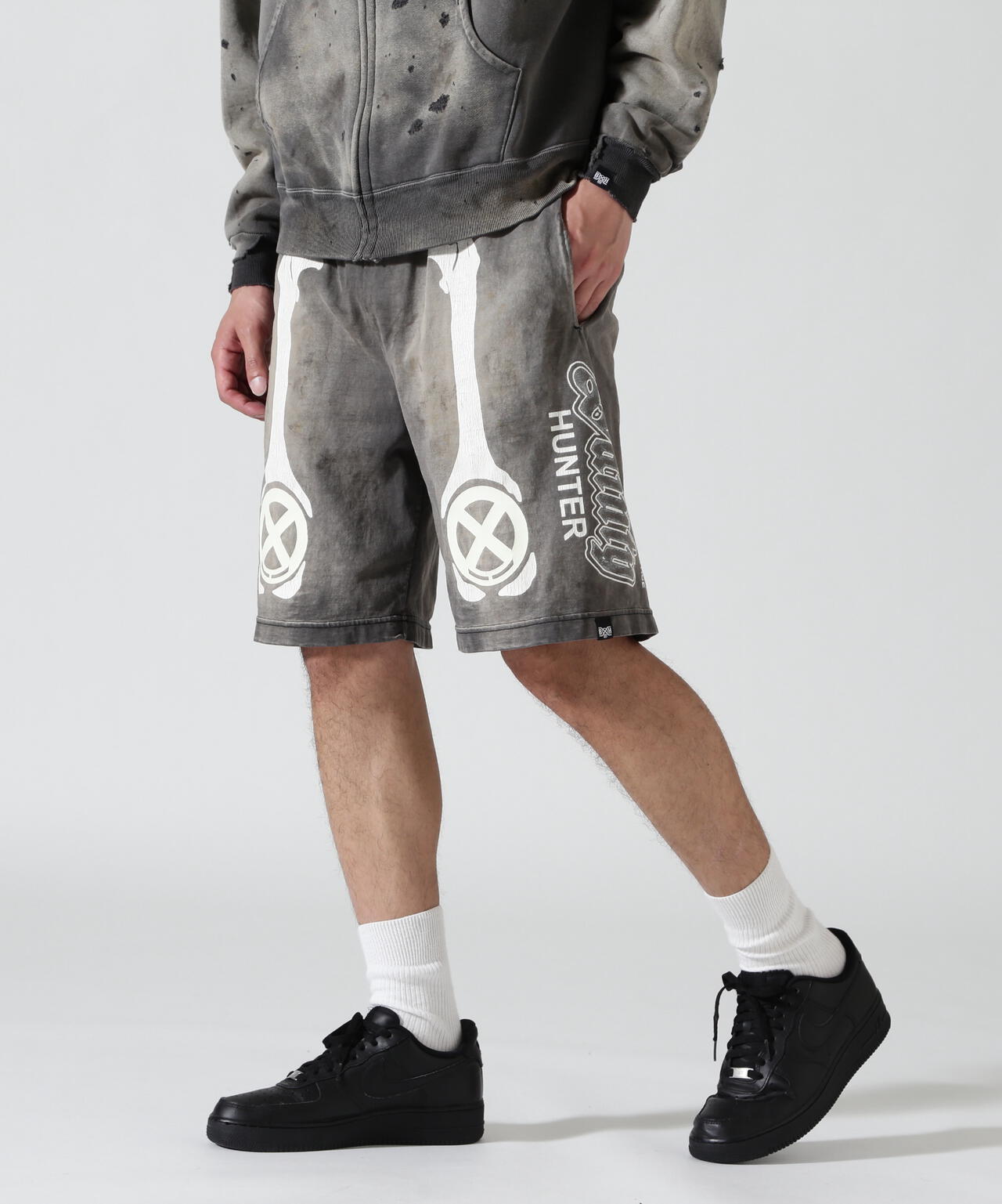 SAINT MICHAEL/セントマイケル/BH_CUT SEW SHORTS/BONE/CHARCOAL