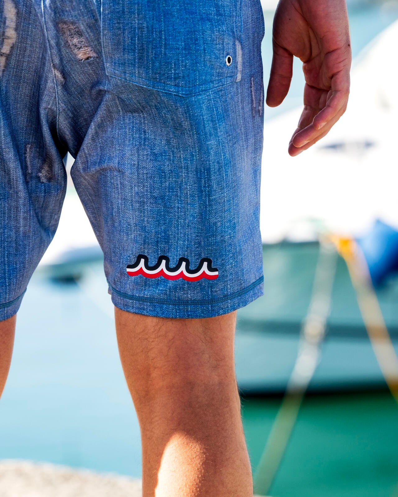 muta MARINE/ムータ マリン/別注DENIMプリントラッシュショーツ